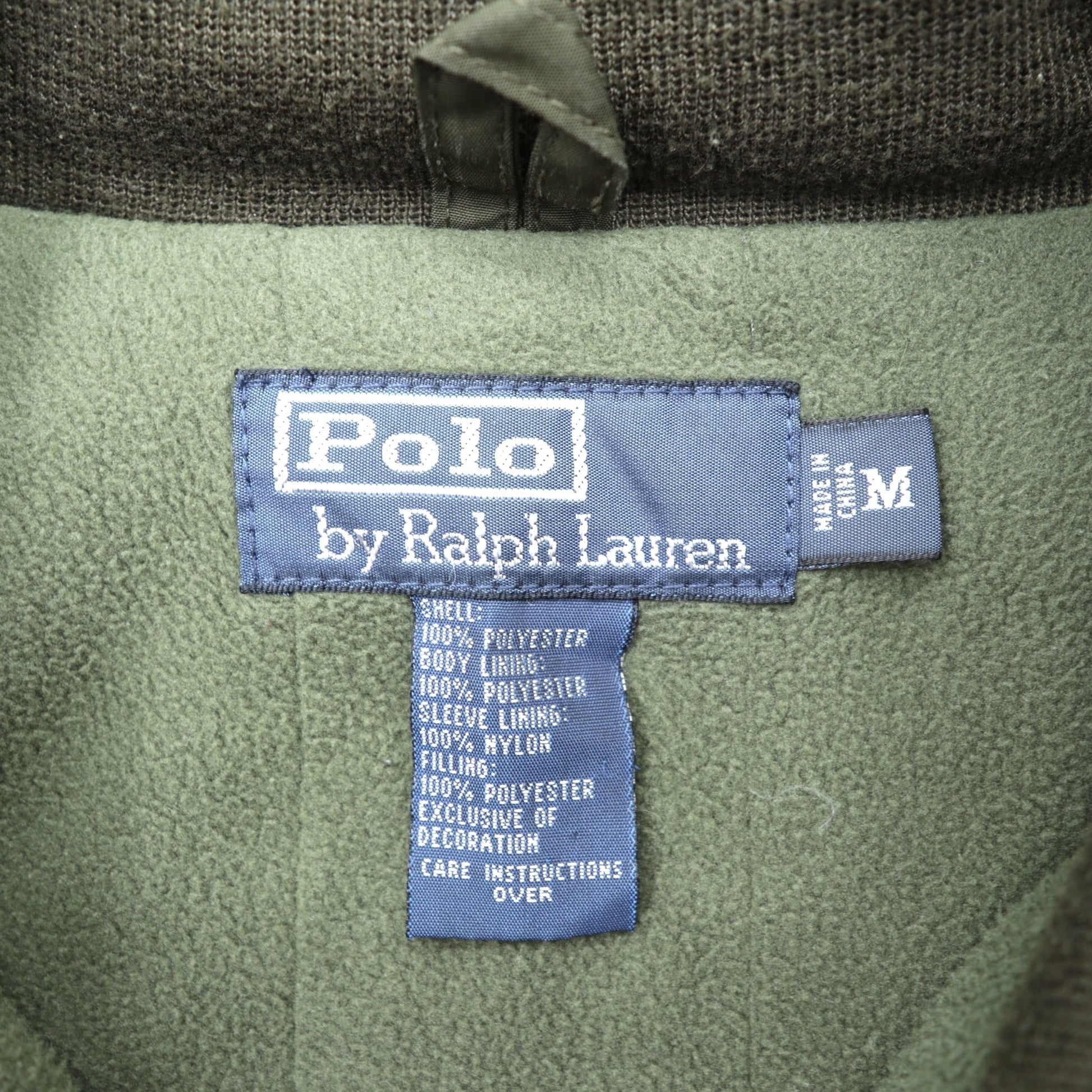 Polo Ralph Lauren 90年代 フード収納式 ハリントンジャケット M カーキ ドローコード 中綿 フリース裏地 スモールポニー刺繍