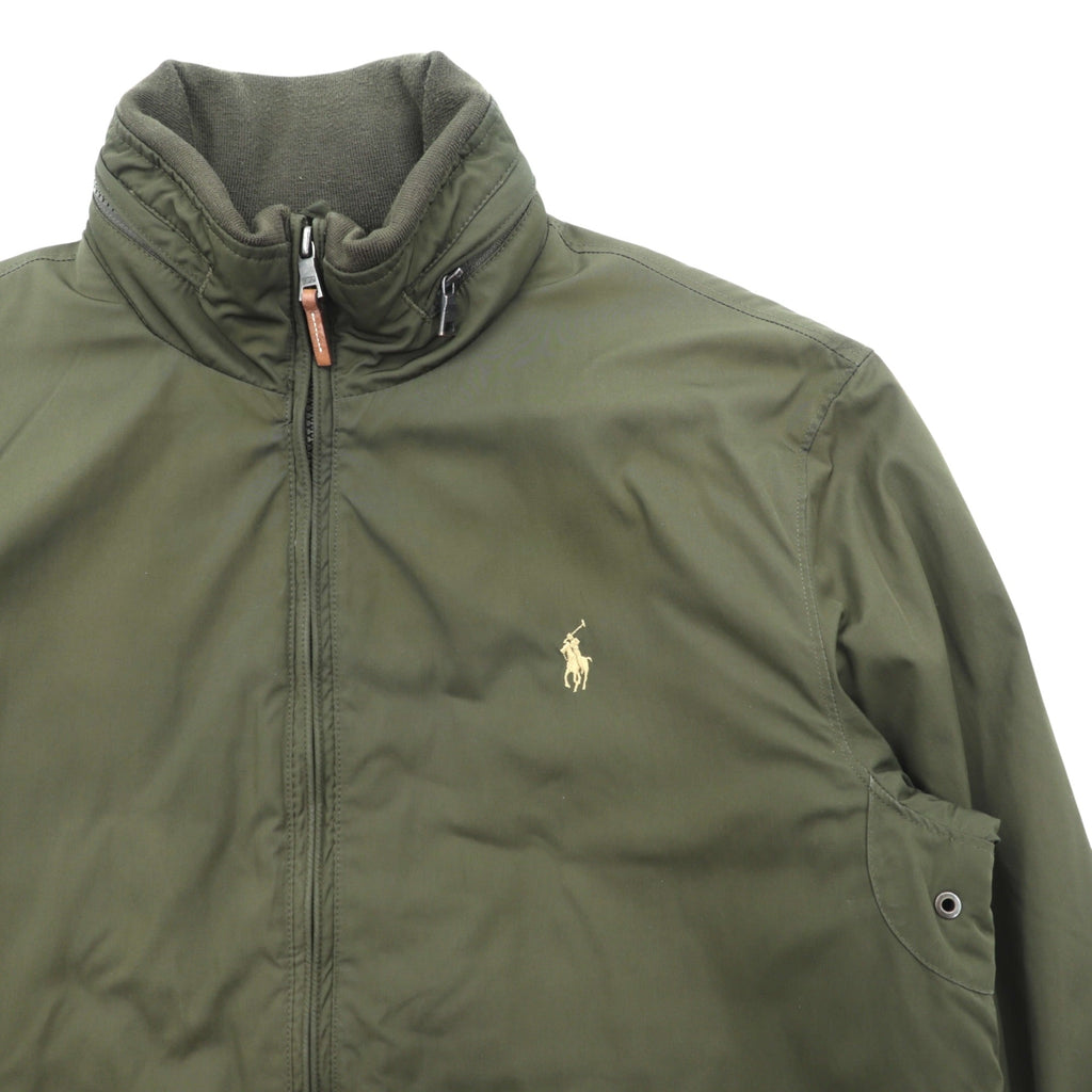 Polo Ralph Lauren 90年代 フード収納式 ハリントンジャケット M カーキ ドローコード 中綿 フリース裏地 スモールポニー刺繍