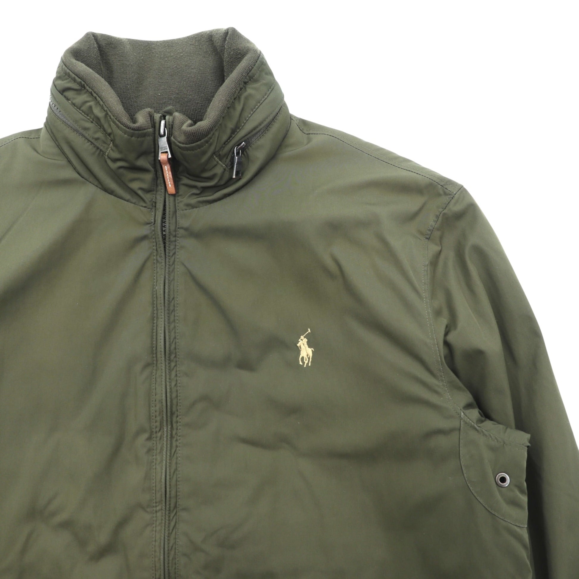 Polo Ralph Lauren 90年代 フード収納式 ハリントンジャケット M カーキ ドローコード 中綿 フリース裏地 スモールポニー刺繍