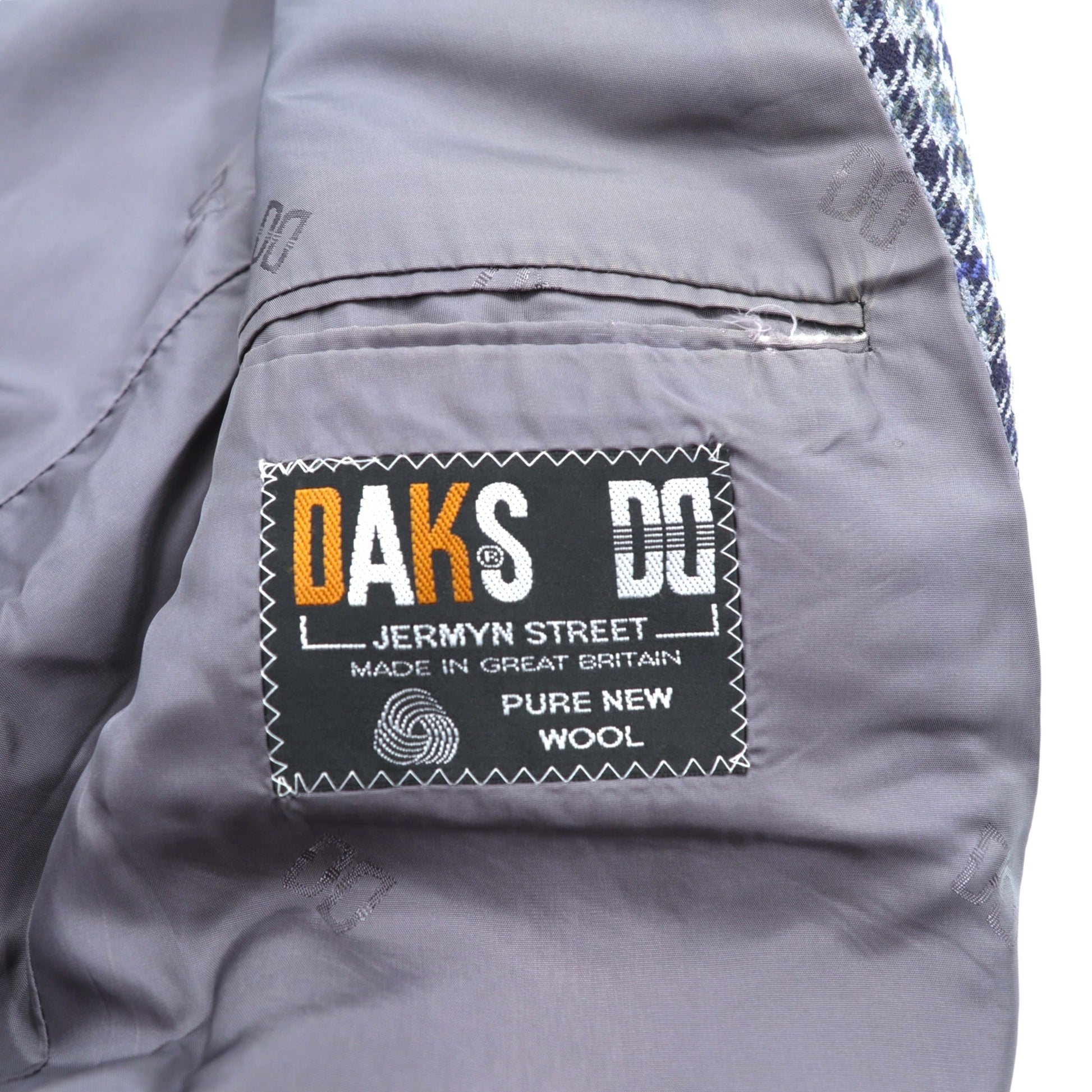 DAKS 80年代 英国製 グレンチェック 2B ブレザー テーラードジャケット L グレー ウール PURE NEW WOOL イギリス製
