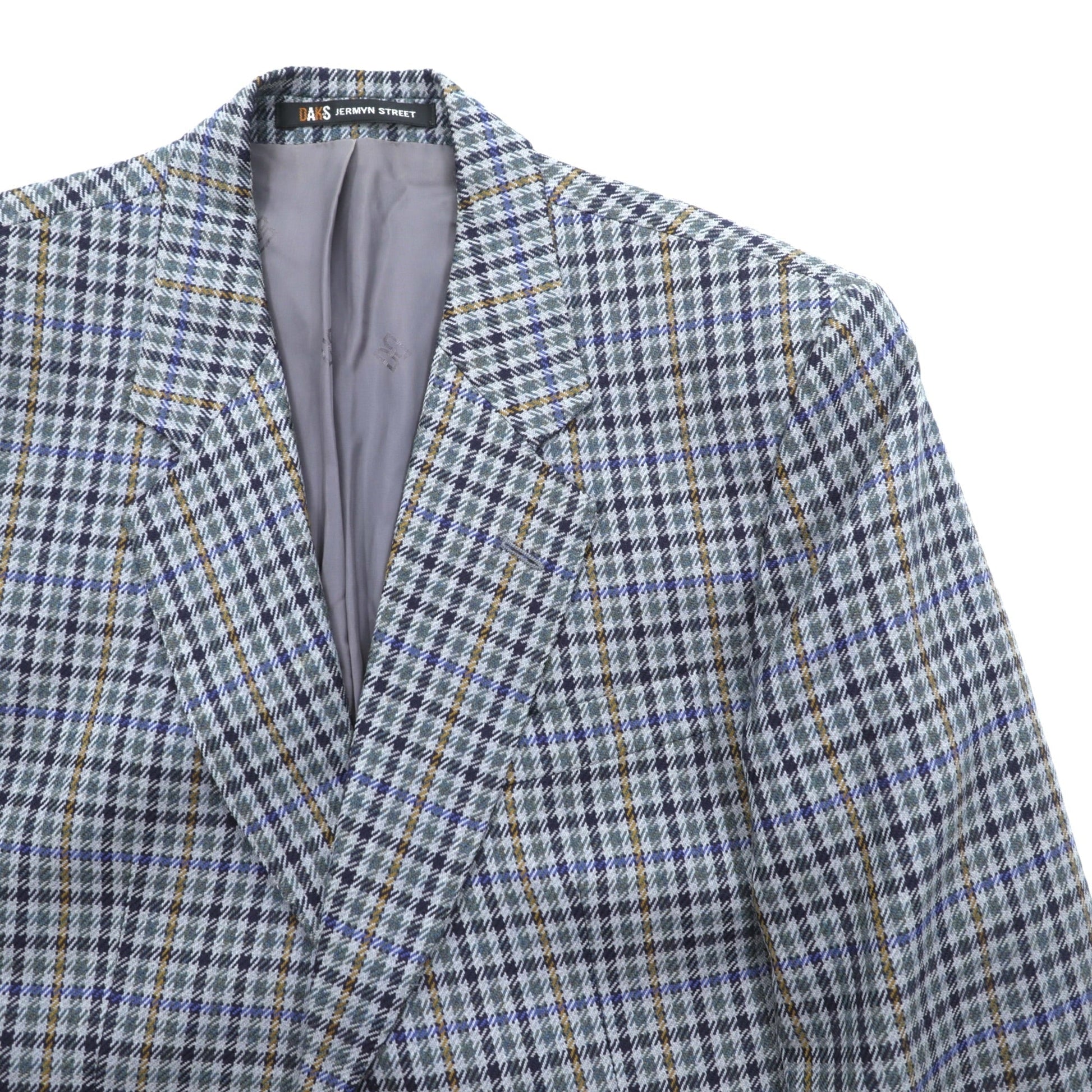 DAKS 80年代 英国製 グレンチェック 2B ブレザー テーラードジャケット L グレー ウール PURE NEW WOOL イギリス製