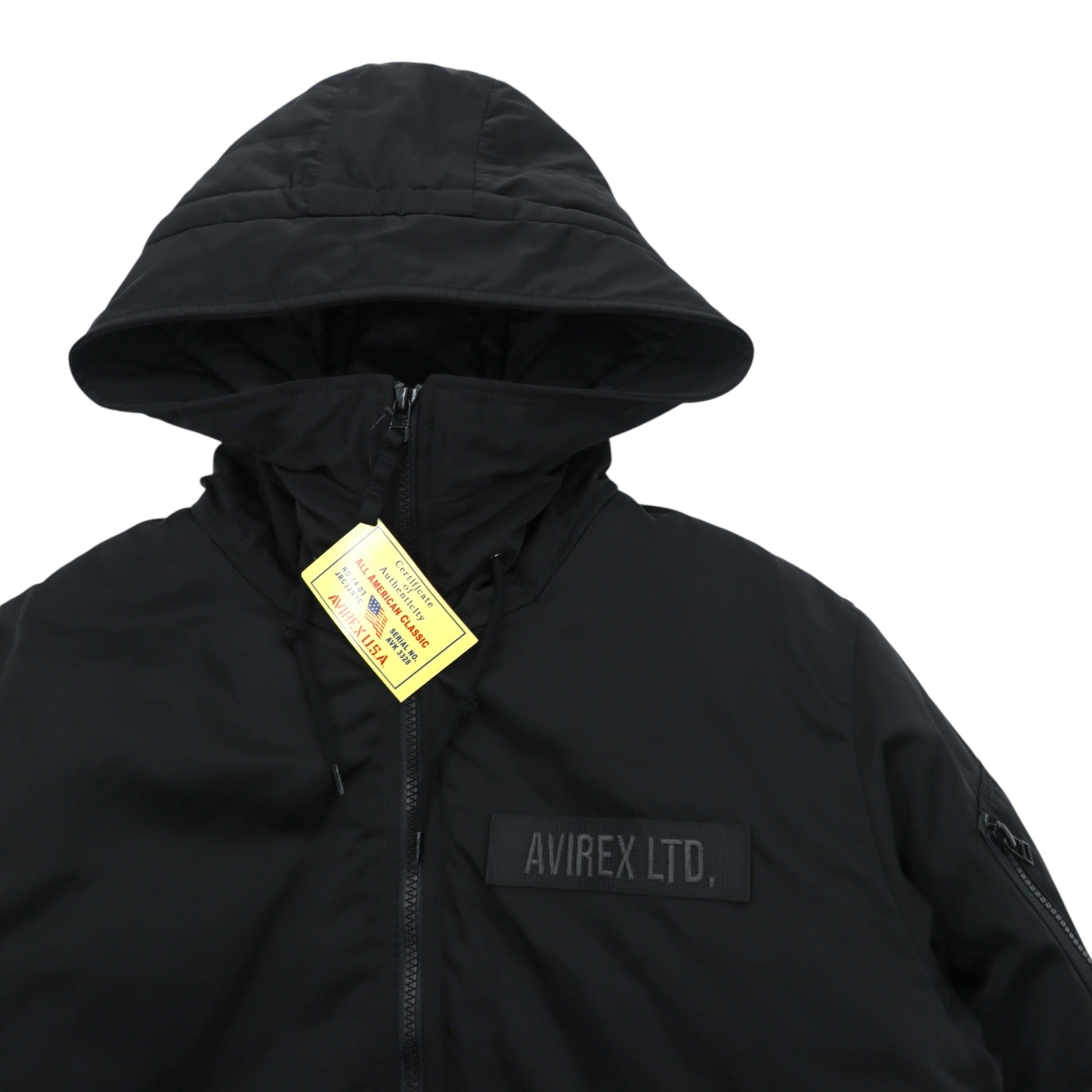 AVIREX フライトジャケット 中綿 フーデッド パディングジャケット L ブラック フード付き 783-4252050 未使用品