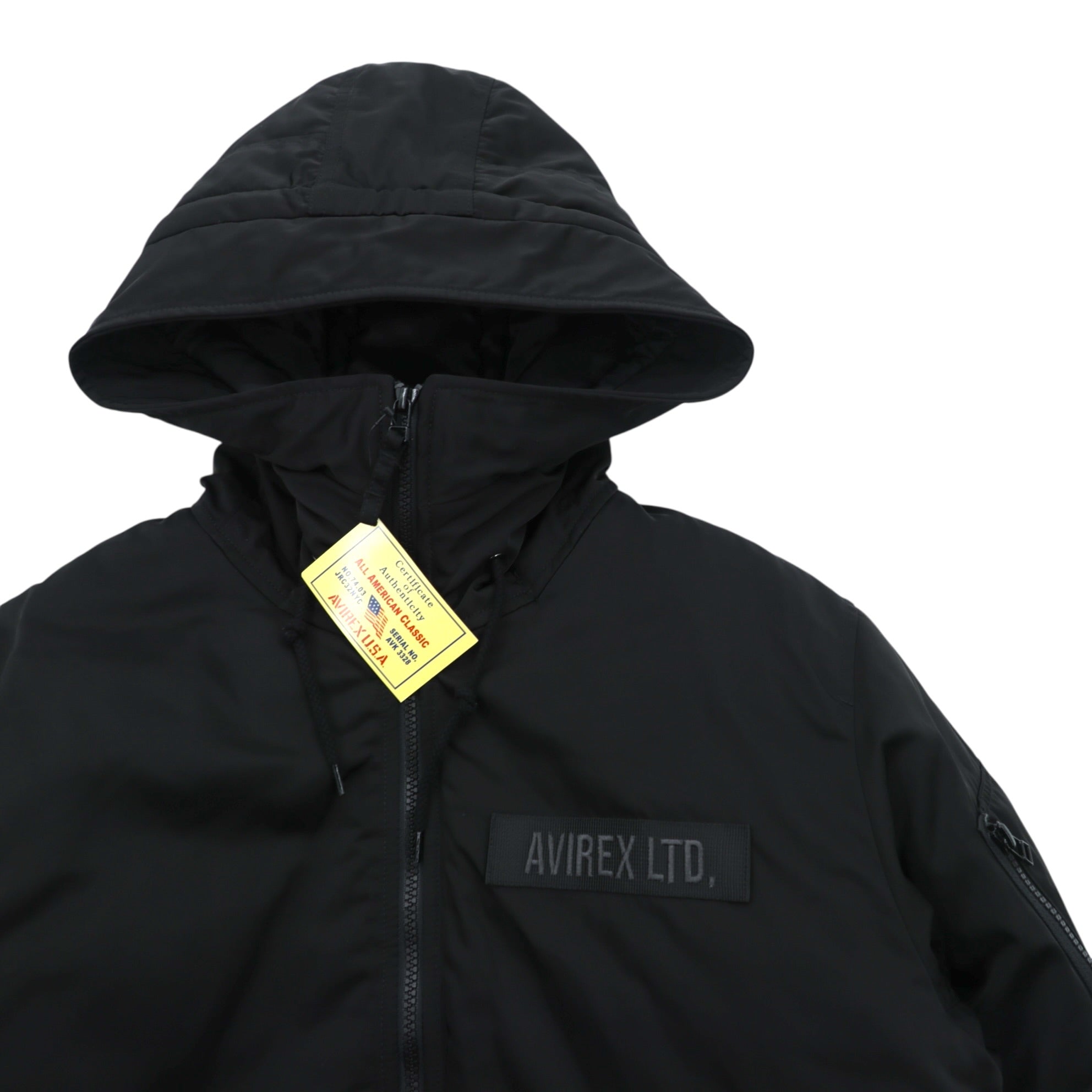 AVIREX フライトジャケット 中綿 フーデッド パディングジャケット L ブラック フード付き 783-4252050 未使用品