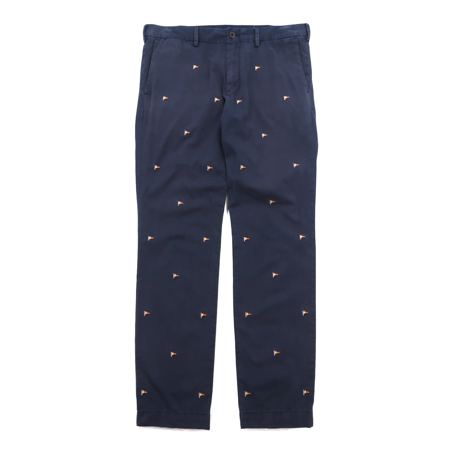 Polo Ralph Lauren チノパンツ ワークパンツ L ネイビー 総柄 フラッグ 刺繍 SLIM FIT