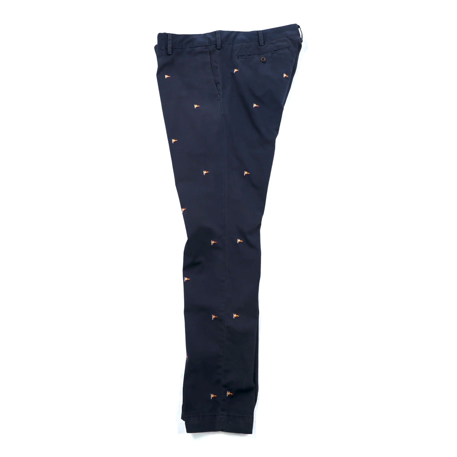Polo Ralph Lauren チノパンツ ワークパンツ L ネイビー 総柄 フラッグ 刺繍 SLIM FIT
