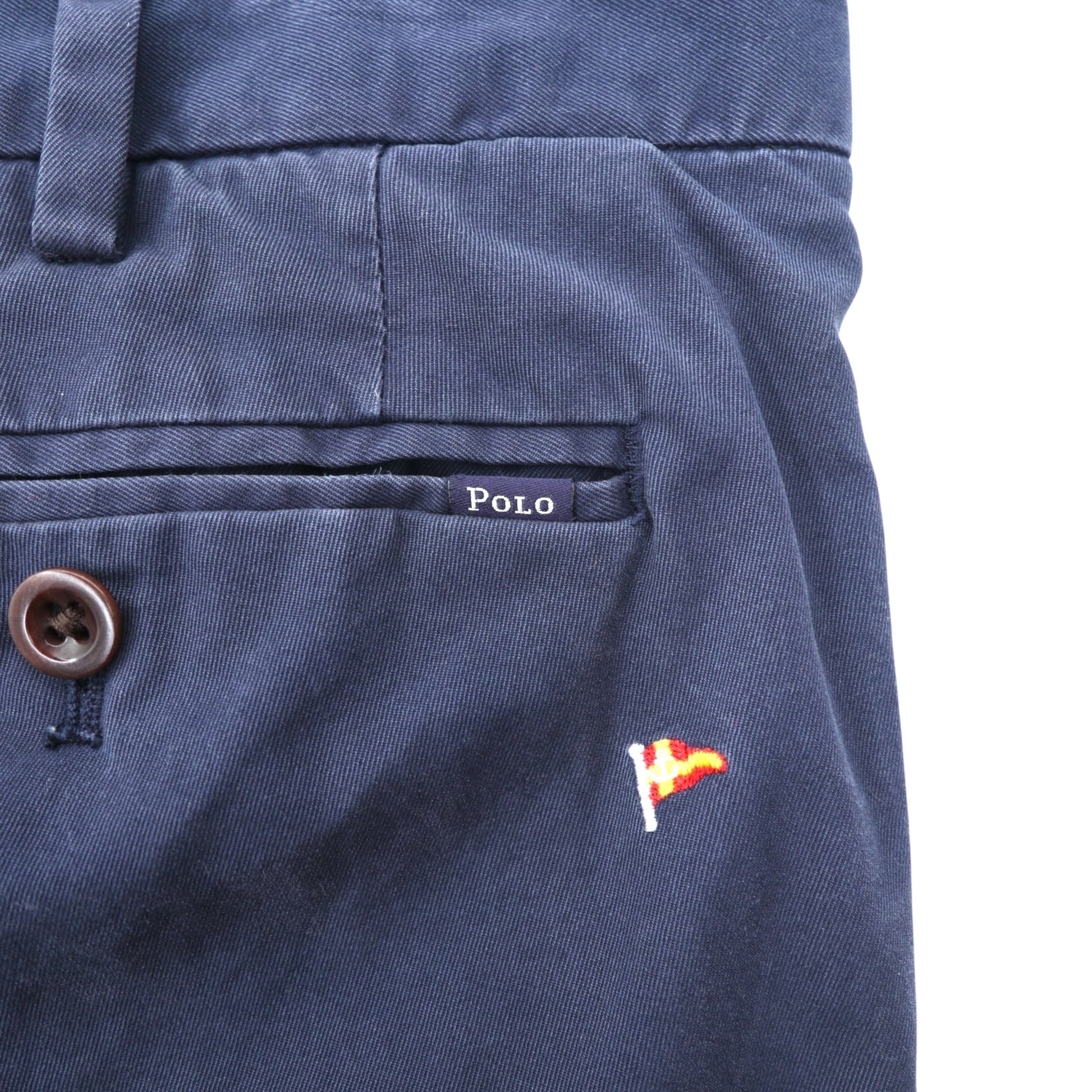 Polo Ralph Lauren チノパンツ ワークパンツ L ネイビー 総柄 フラッグ 刺繍 SLIM FIT