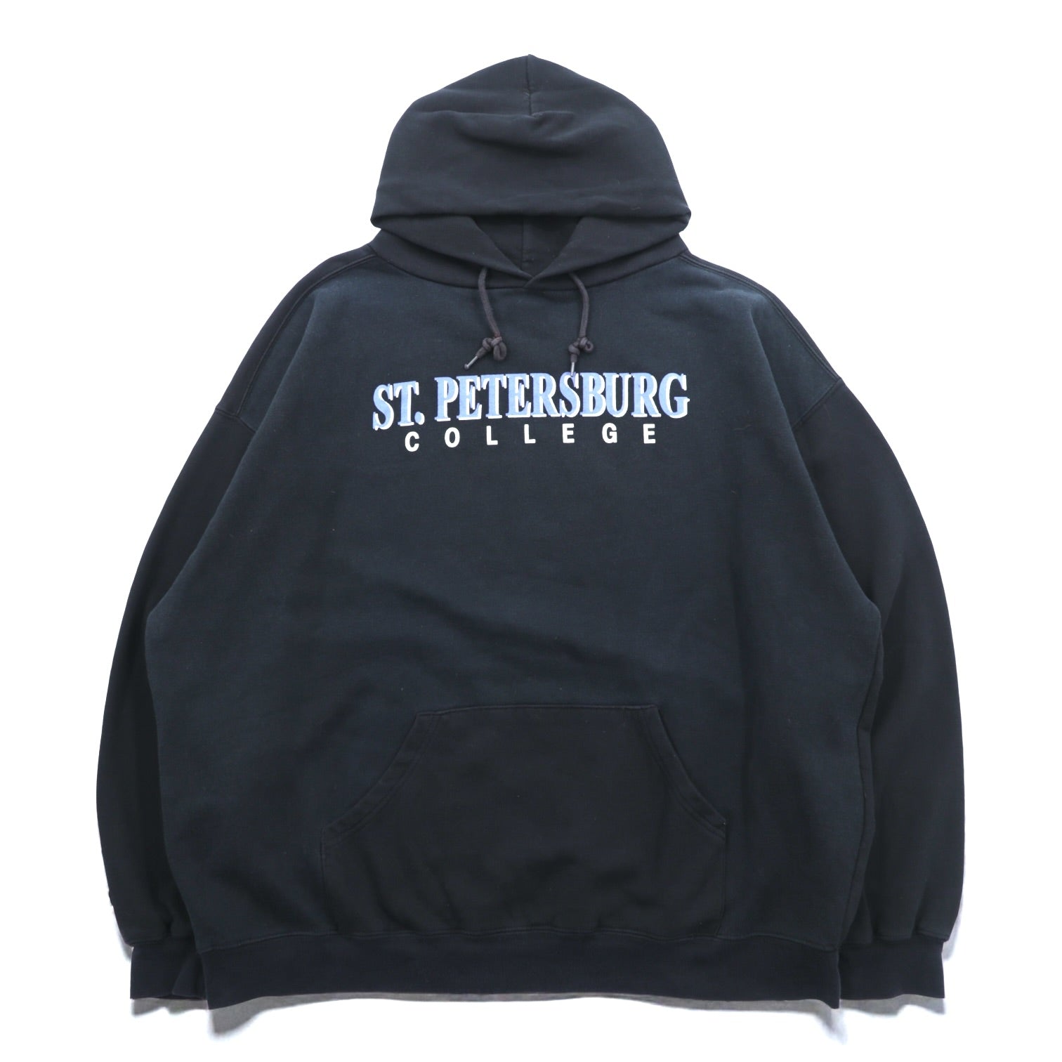 JANSPORT 90年代 ビッグサイズ カレッジプリント パーカー 2XL ブラック フロント カンガルーポケット ST. PETERSBURG