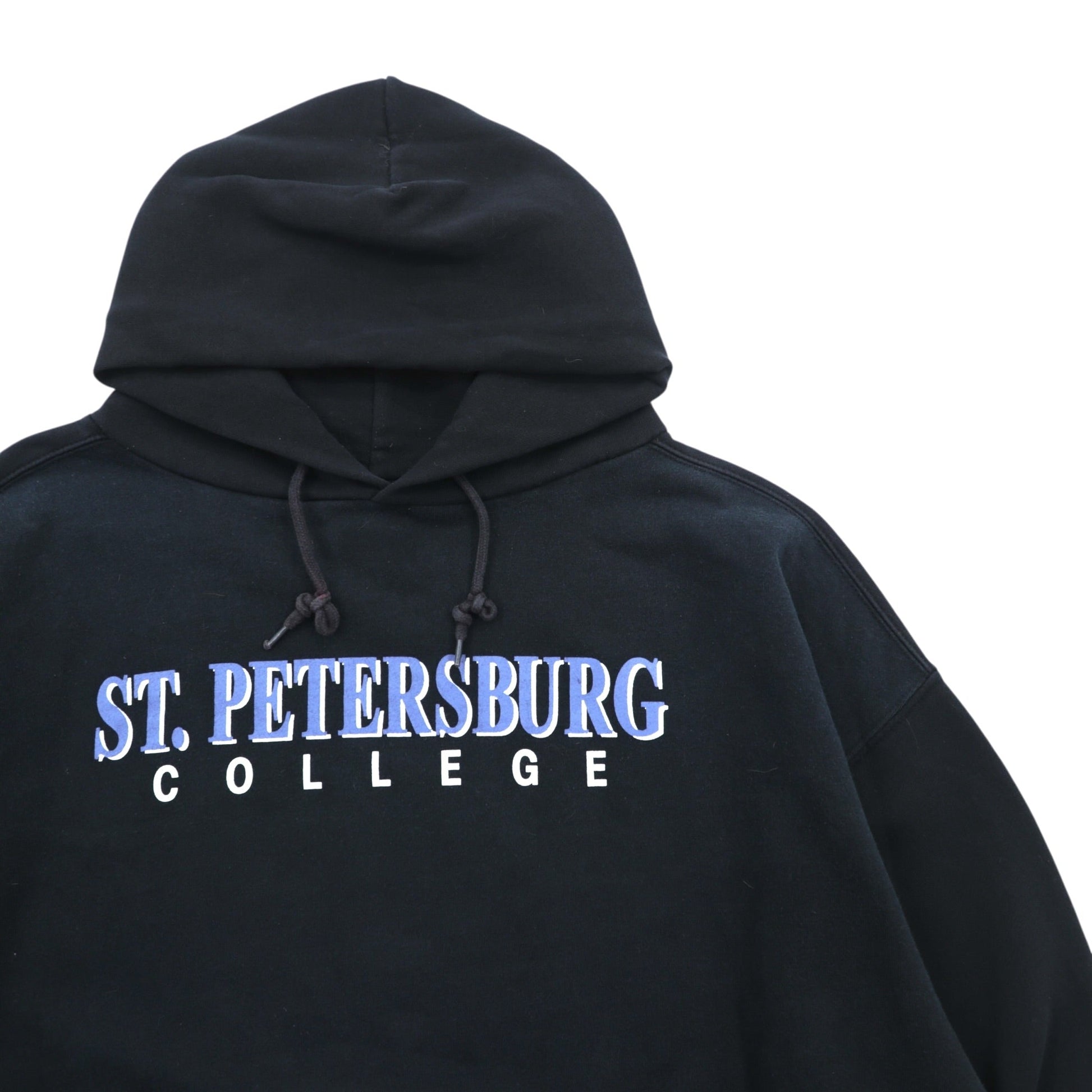 JANSPORT 90年代 ビッグサイズ カレッジプリント パーカー 2XL ブラック フロント カンガルーポケット ST. PETERSBURG