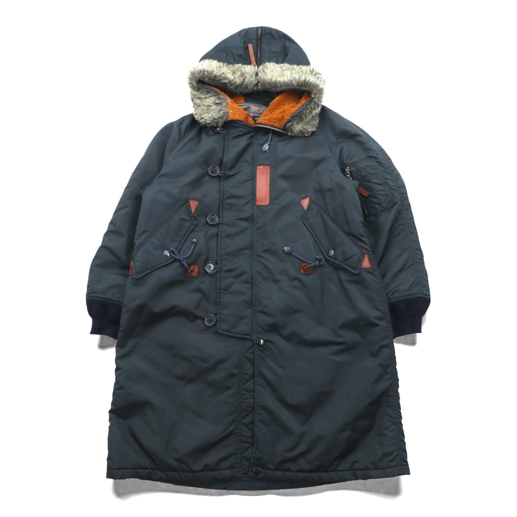 MONSIEUR NICOLE 90年代 日本製 ヴィンテージ N-3B フライトジャケット ロングコート XL ナイロン 中綿 ドローコード NICOLE CLUB WORKERS