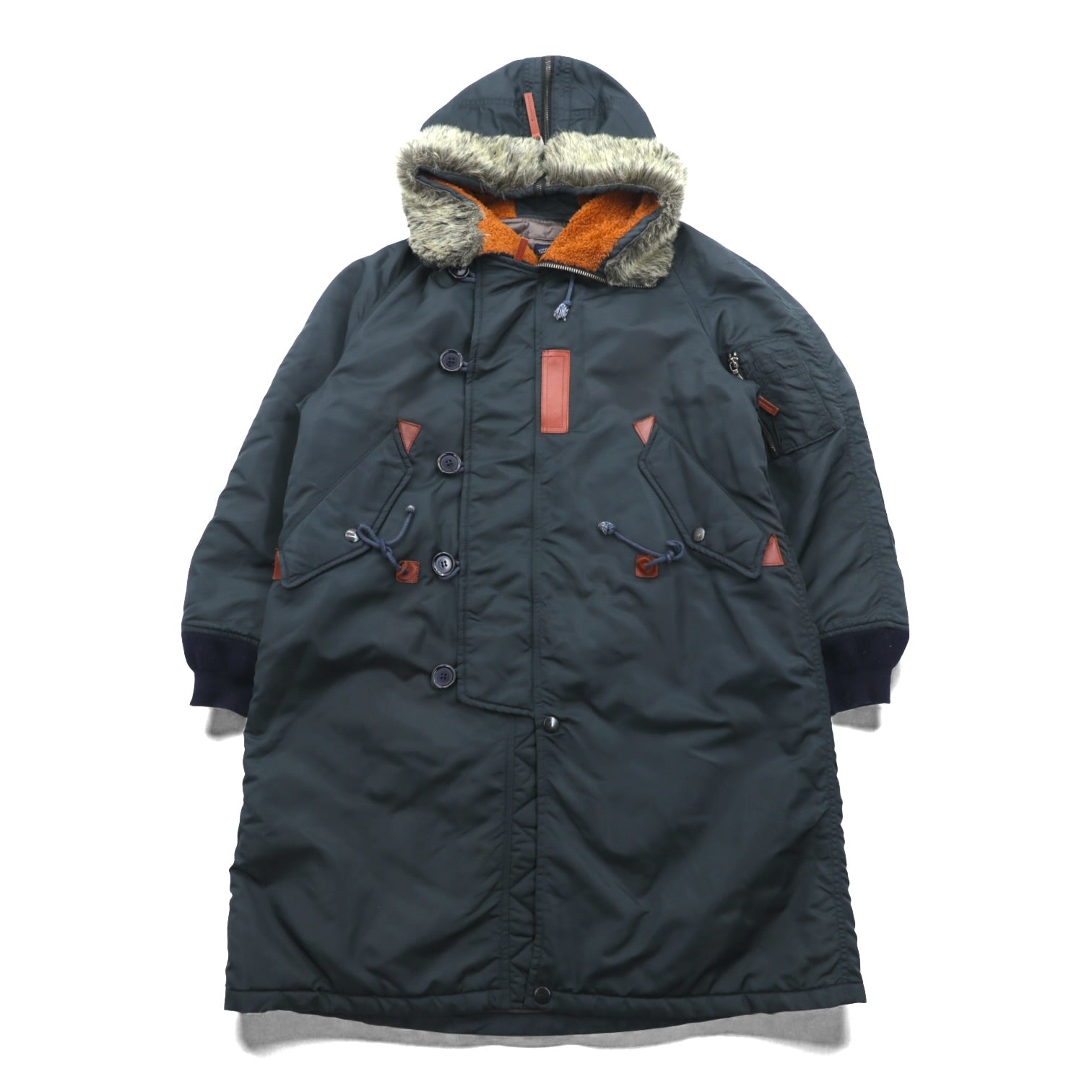 MONSIEUR NICOLE 90年代 日本製 ヴィンテージ N-3B フライトジャケット ロングコート XL ナイロン 中綿 ドローコード NICOLE CLUB WORKERS