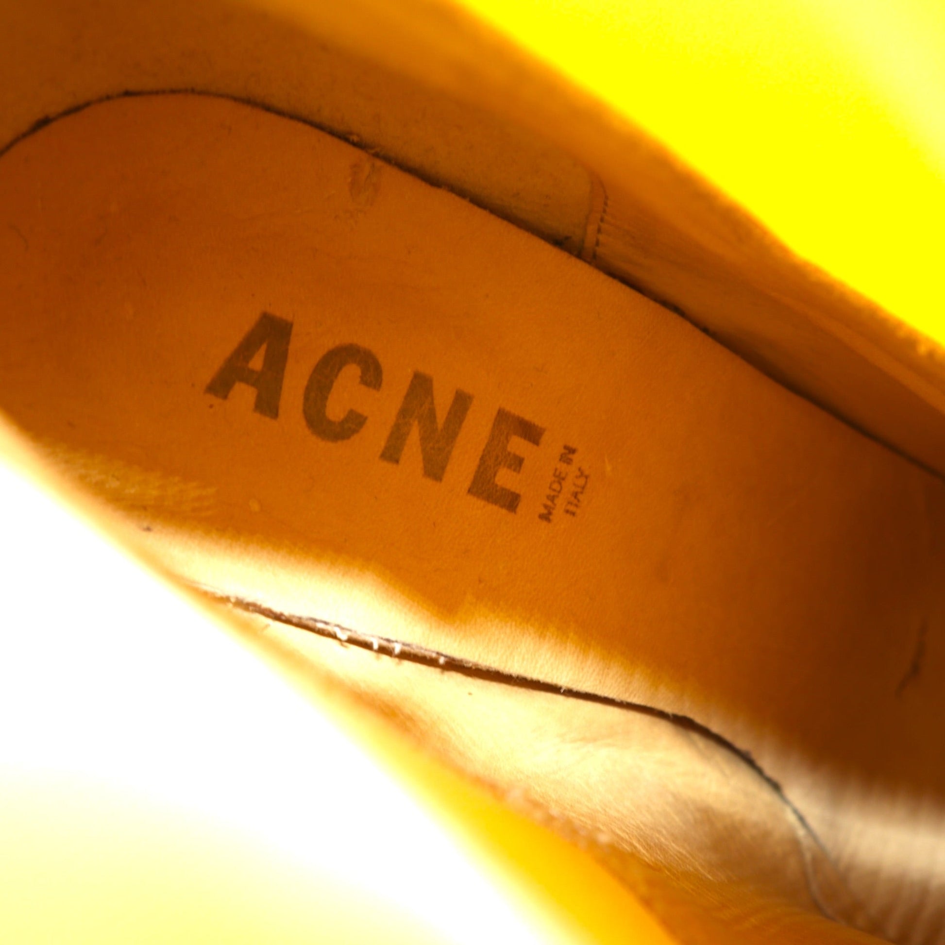 Acne イタリア製 サイドゴア ヒールブーツ ブーティ 24cm ベージュ レザー 本革 Acne Studios 旧ロゴ