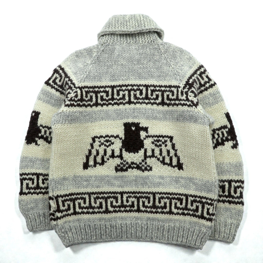 CANADIAN SWEATER 90年代 カナダ製 ヴィンテージ カウチンニット L ウール  サンダーバード ジップアップ カーディガン