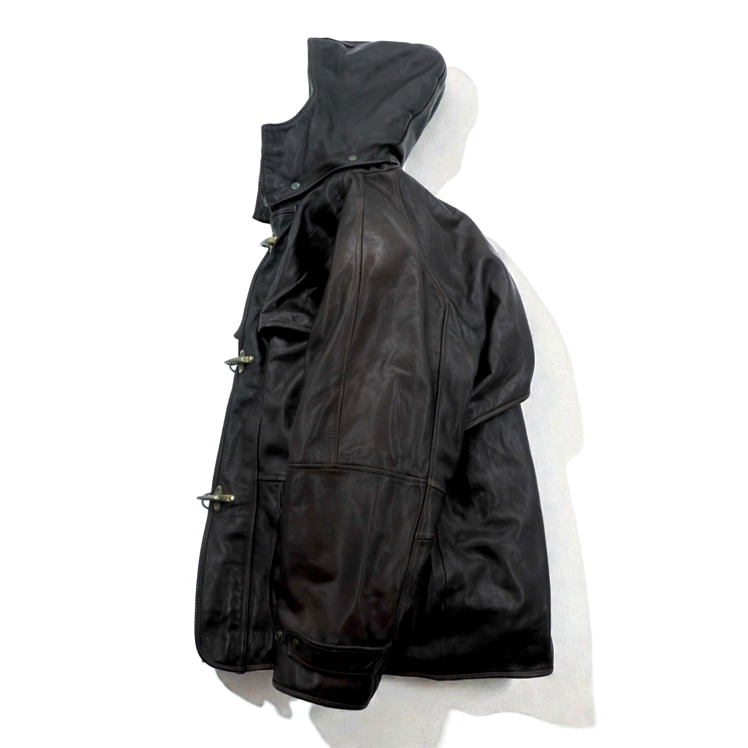 REDSKINS 90年代 ユーロヴィンテージ レザー ファイヤーマンジャケット カーコート XL B-32 ARMY & CIVIL レザー 本革