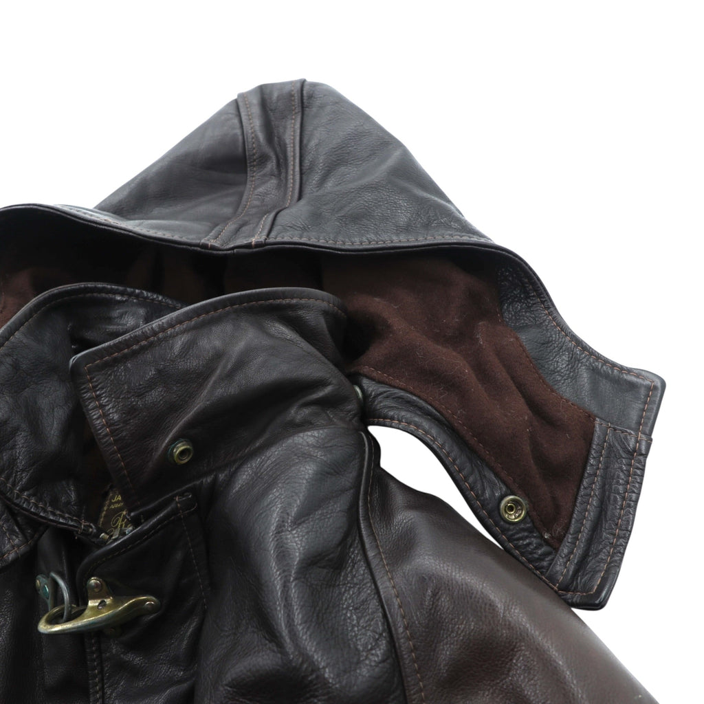 REDSKINS 90年代 ユーロヴィンテージ レザー ファイヤーマンジャケット カーコート XL B-32 ARMY & CIVIL レザー 本革