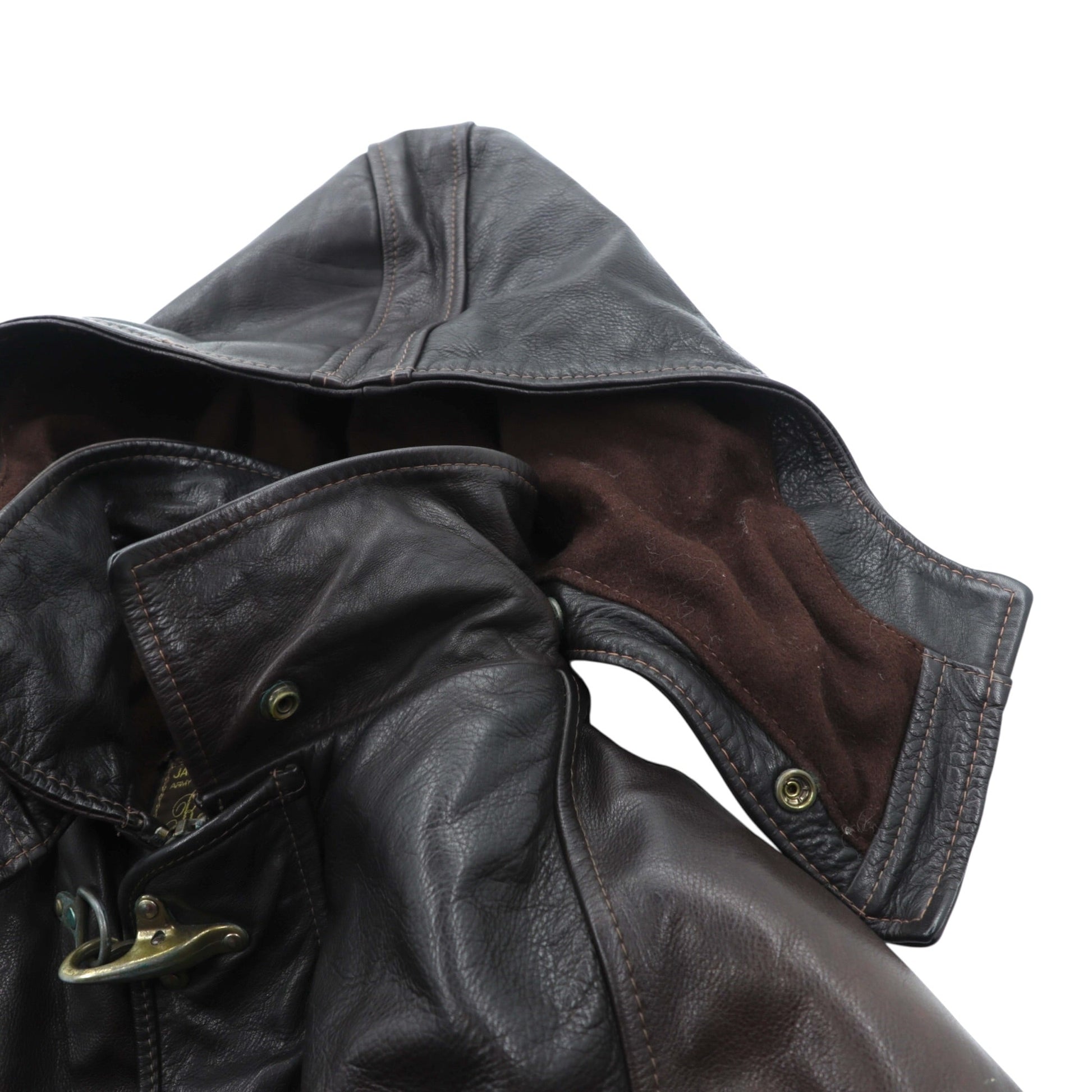 REDSKINS 90年代 ユーロヴィンテージ レザー ファイヤーマンジャケット カーコート XL B-32 ARMY & CIVIL レザー 本革