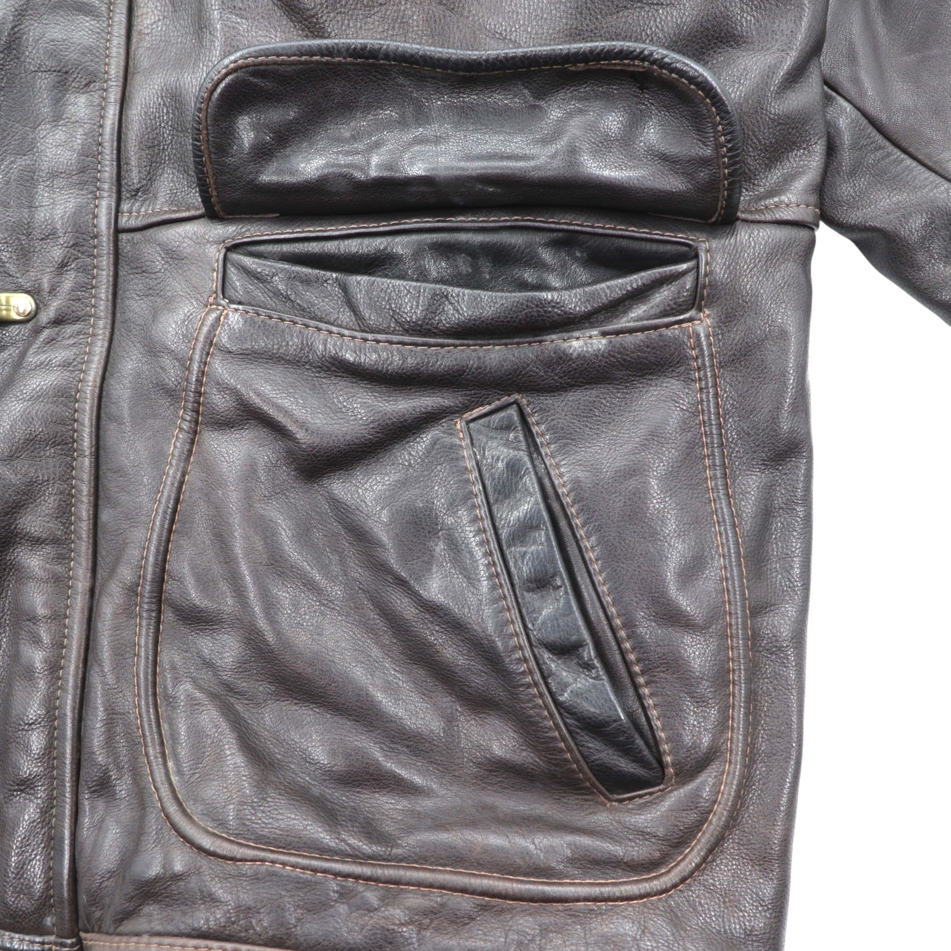 REDSKINS 90年代 ユーロヴィンテージ レザー ファイヤーマンジャケット カーコート XL B-32 ARMY & CIVIL レザー 本革