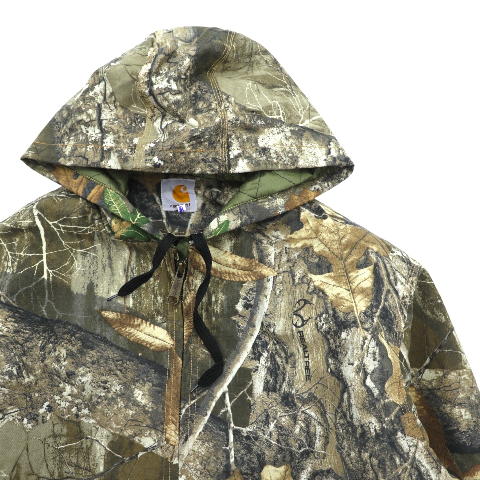 carhartt リメイク 再構築 リアルツリーカモ アクティブジャケット パーカー ブルゾン L カーキ コットン