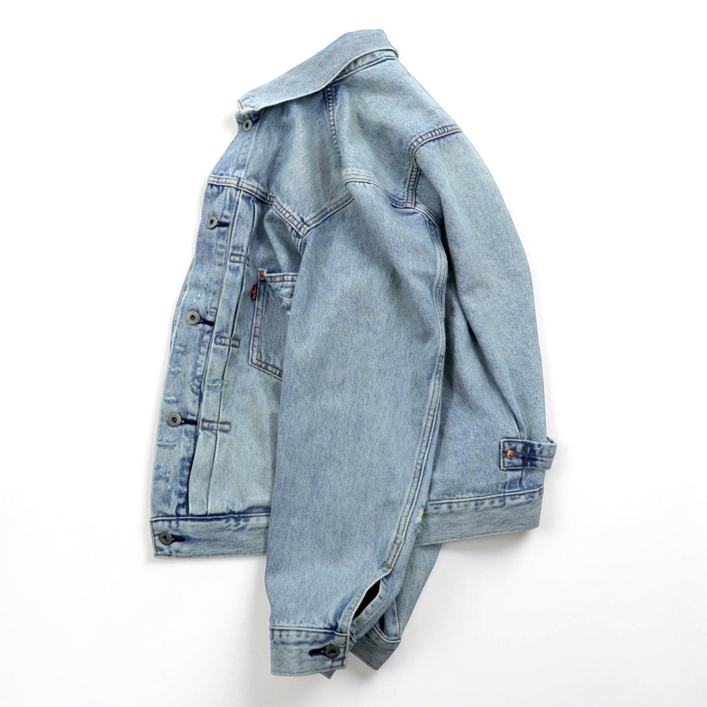 Levi's 1st タイプ 大戦モデル ビッグE デニムジャケット Gジャン S ビッグサイズ シンチバック TYPE 1 A3174-0006 LIGHT WASH ダメージ加工 ダブルプリーツ リラックスフィット レザーパッチ