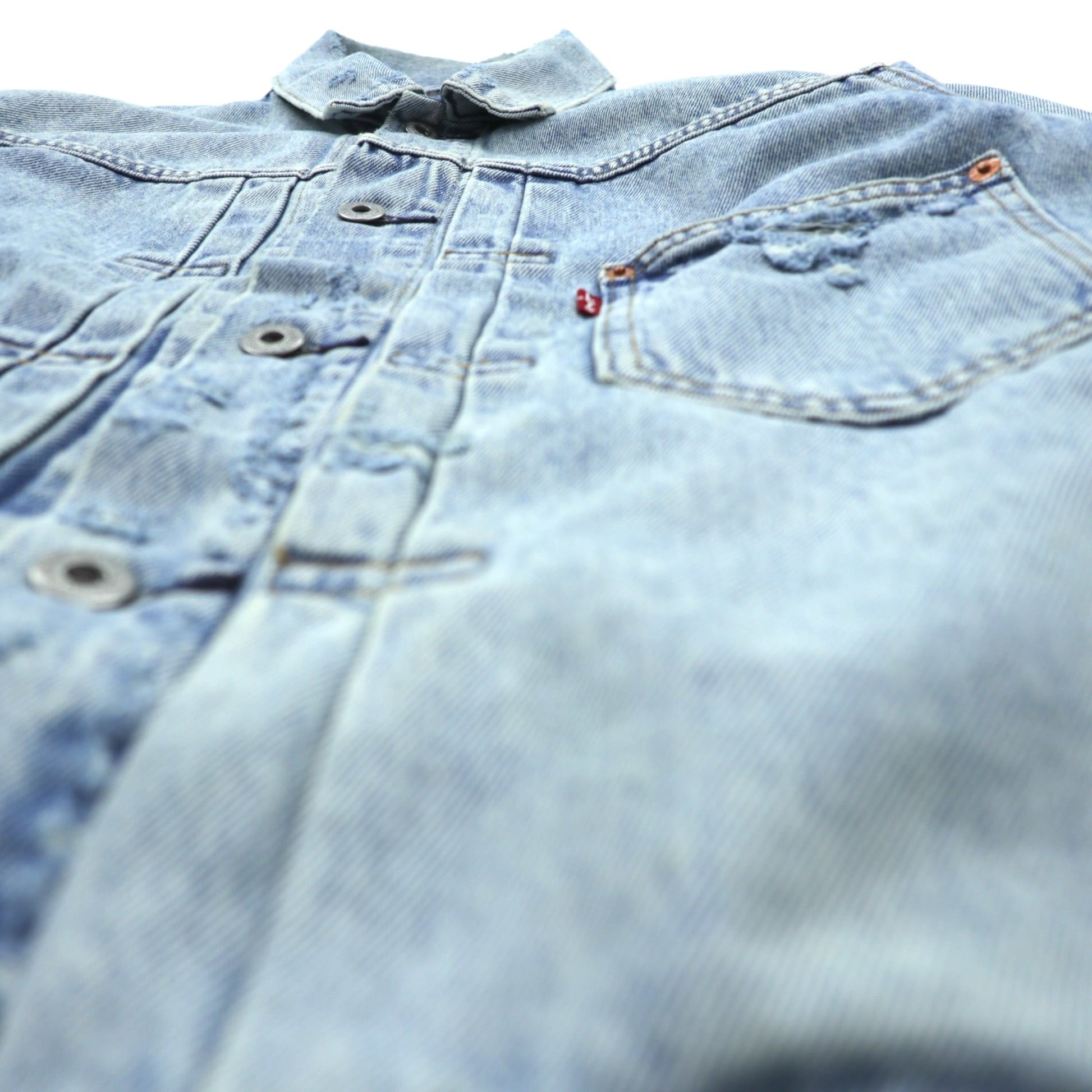 Levi's 1st タイプ 大戦モデル ビッグE デニムジャケット Gジャン S ビッグサイズ シンチバック TYPE 1 A3174-0006 LIGHT WASH ダメージ加工 ダブルプリーツ リラックスフィット レザーパッチ
