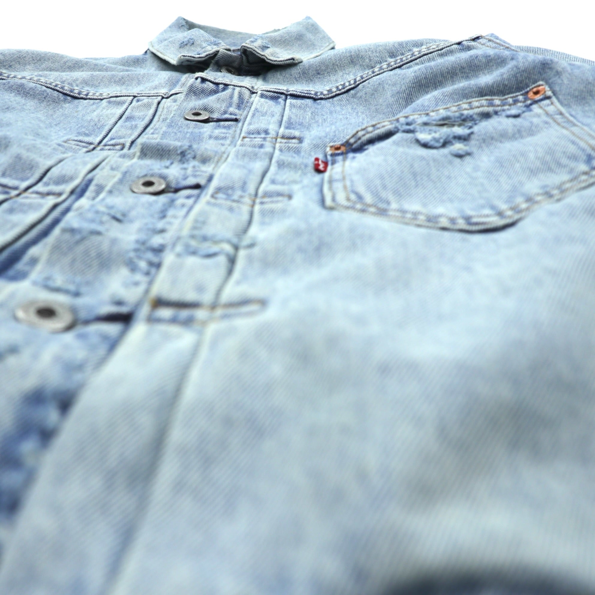 Levi's 1st タイプ 大戦モデル ビッグE デニムジャケット Gジャン S ビッグサイズ シンチバック TYPE 1 A3174-0006 LIGHT WASH ダメージ加工 ダブルプリーツ リラックスフィット レザーパッチ