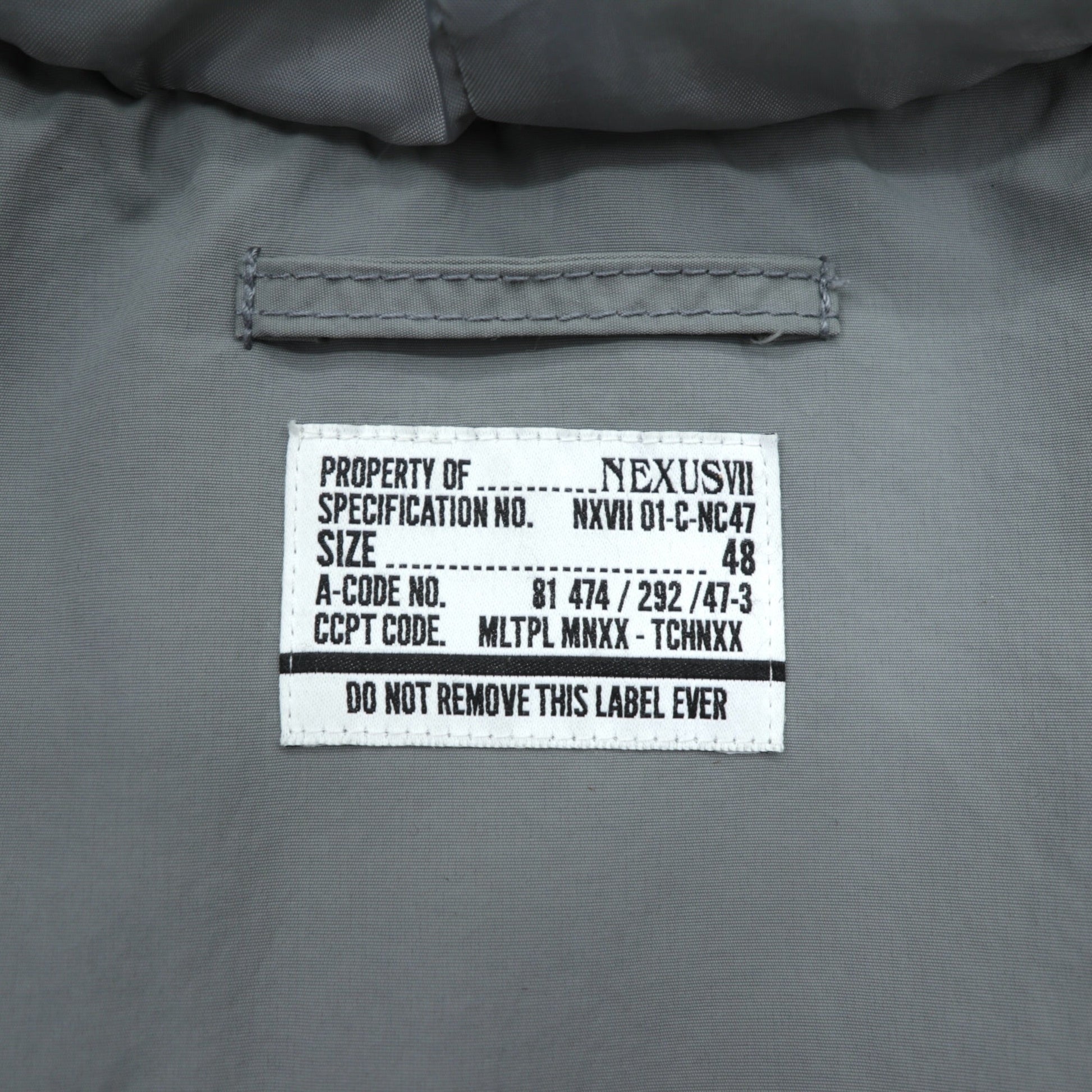 NEXUSVII. オメガジャケット2 OMEGA JACKET-II ダウンジャケット L グレー MNA-NTC-JOA 01-C-NC47
