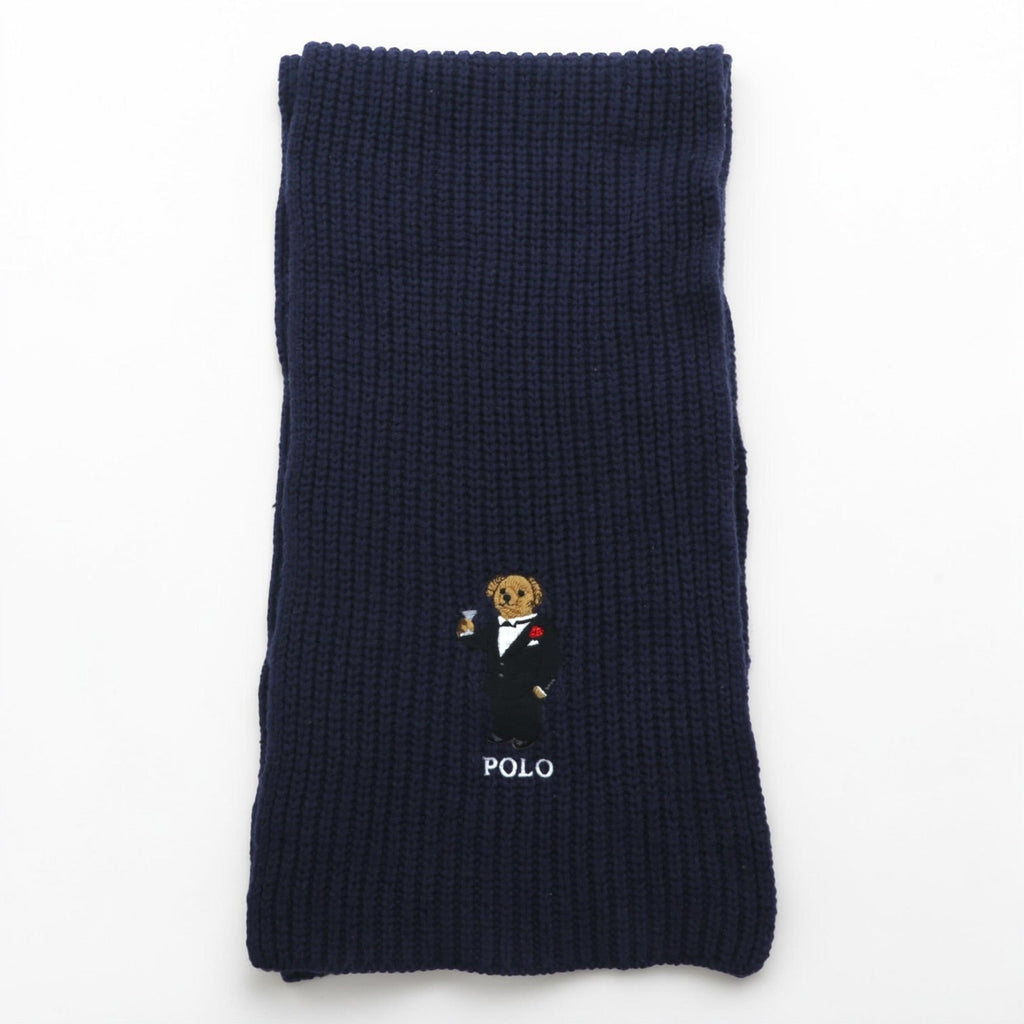 Polo Ralph Lauren ポロベア マフラー ネイビー リブニット タキシード