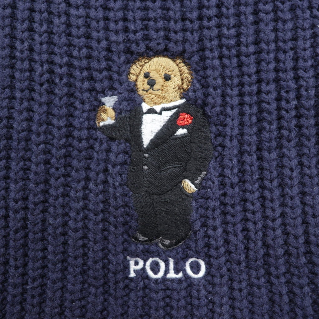 Polo Ralph Lauren ポロベア マフラー ネイビー リブニット タキシード