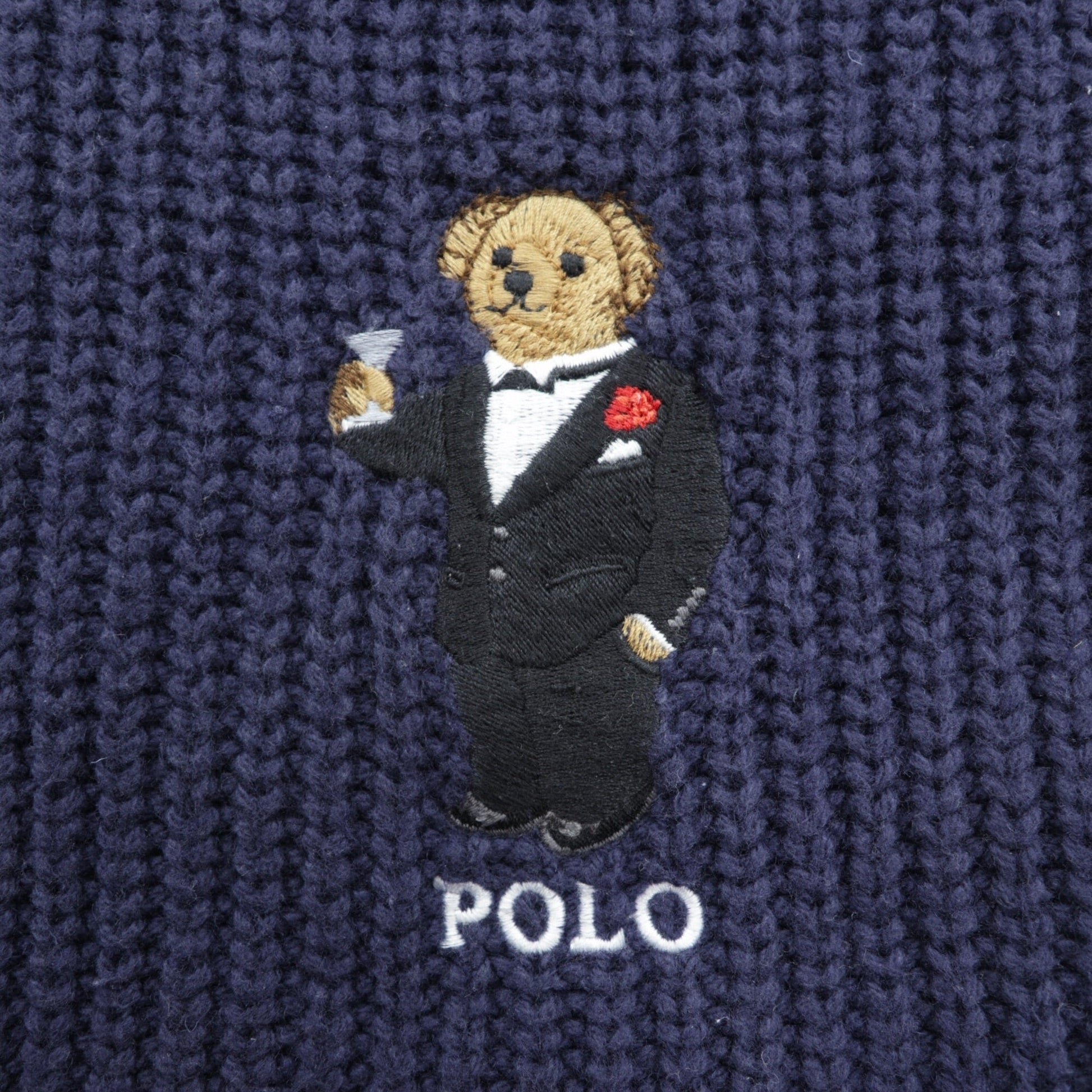 Polo Ralph Lauren ポロベア マフラー ネイビー リブニット タキシード