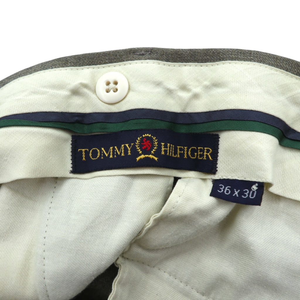 TOMMY HILFIGER 90年代 2タック プリーツ ワイド スラックス パンツ L ロケットTALONジップ サスペンダーボタン ダブルカフス
