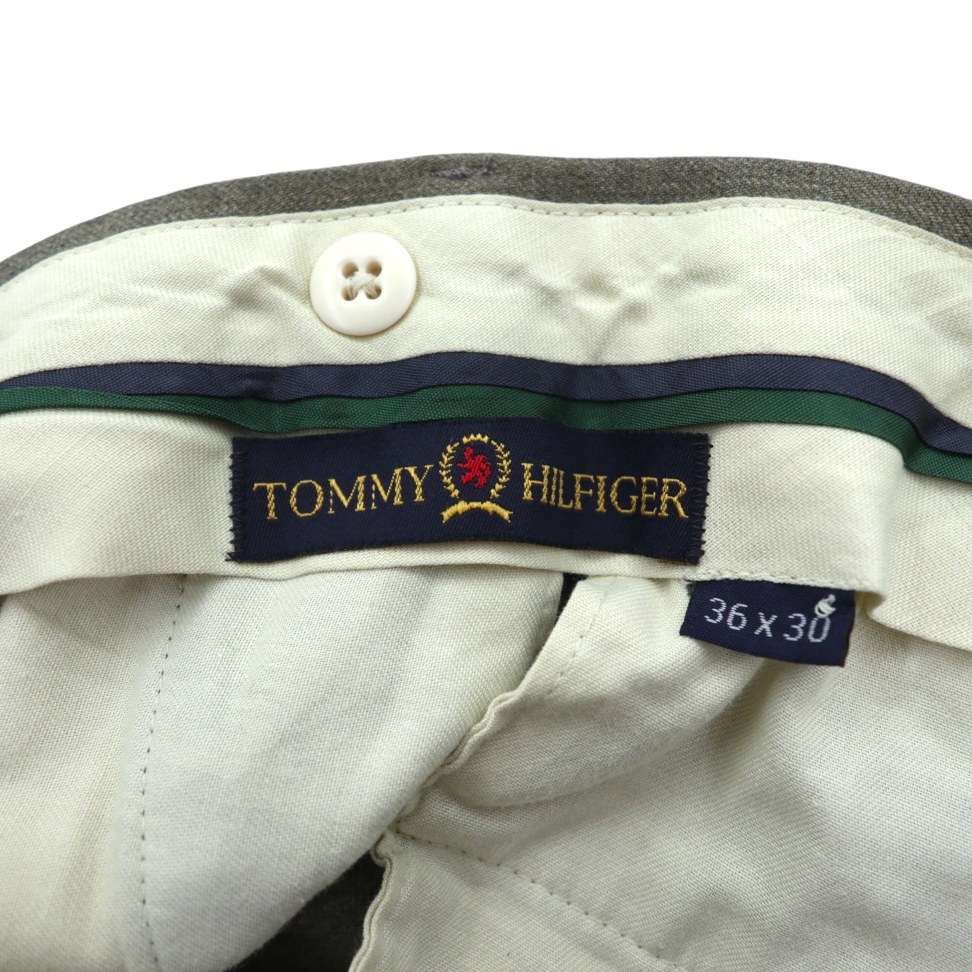 TOMMY HILFIGER 90年代 2タック プリーツ ワイド スラックス パンツ L ロケットTALONジップ サスペンダーボタン ダブルカフス