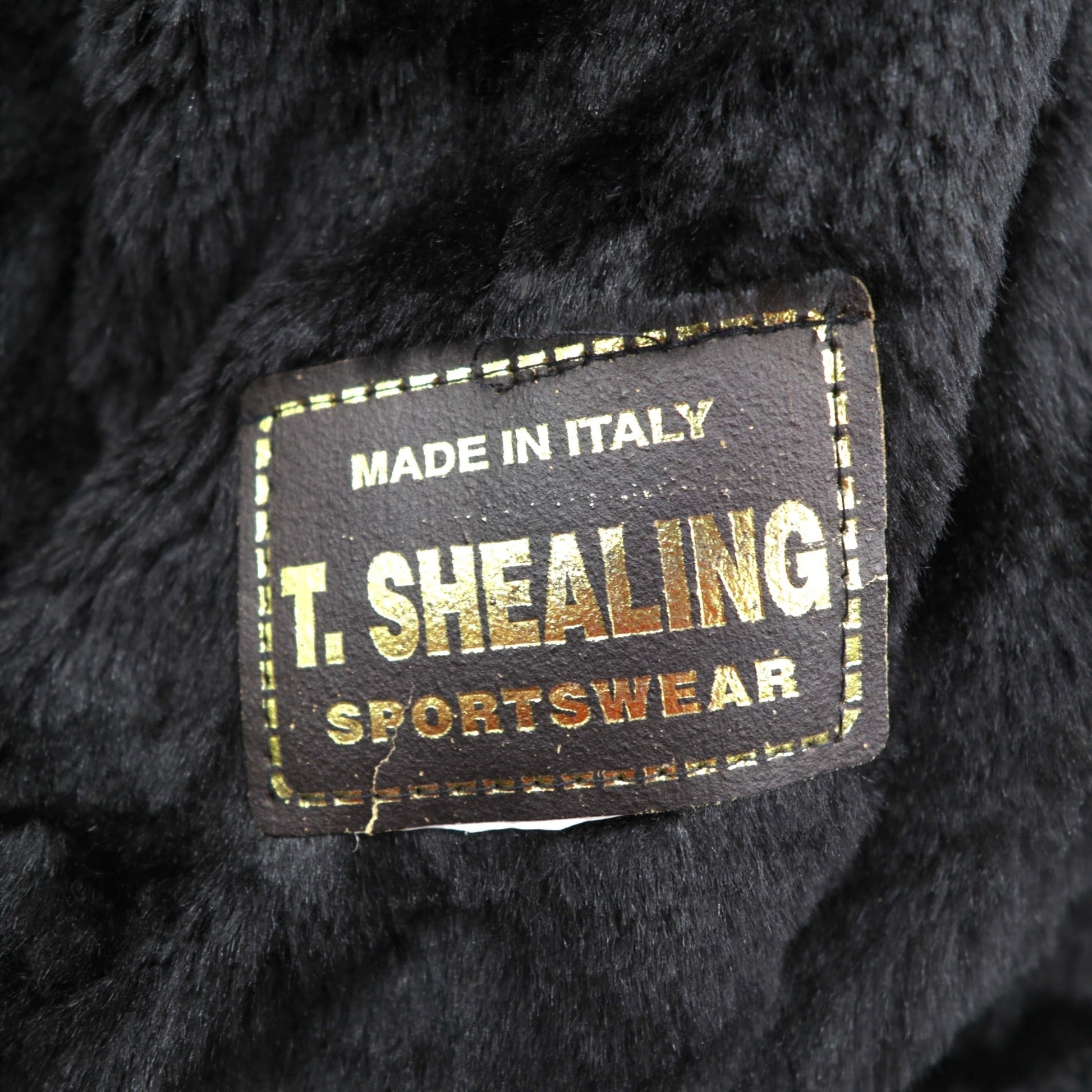 T. SHEALING 80年代 イタリア製 ユーロヴィンテージ ショールカラー ムートンコート L ブラック 裏ボア シアリング