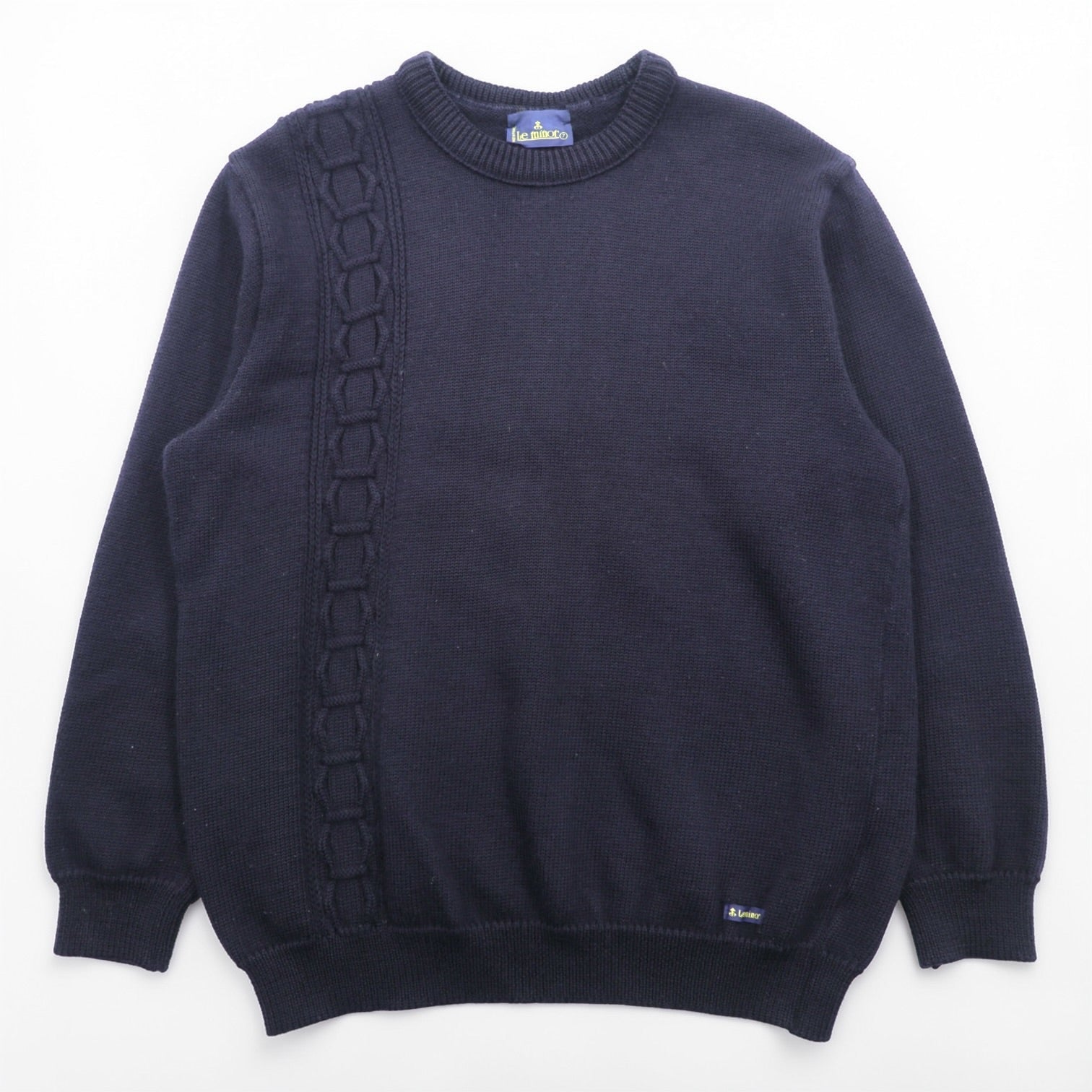 Le minor 90年代 フランス製 ヴィンテージ ニット セーター L ネイビー ケーブル編み