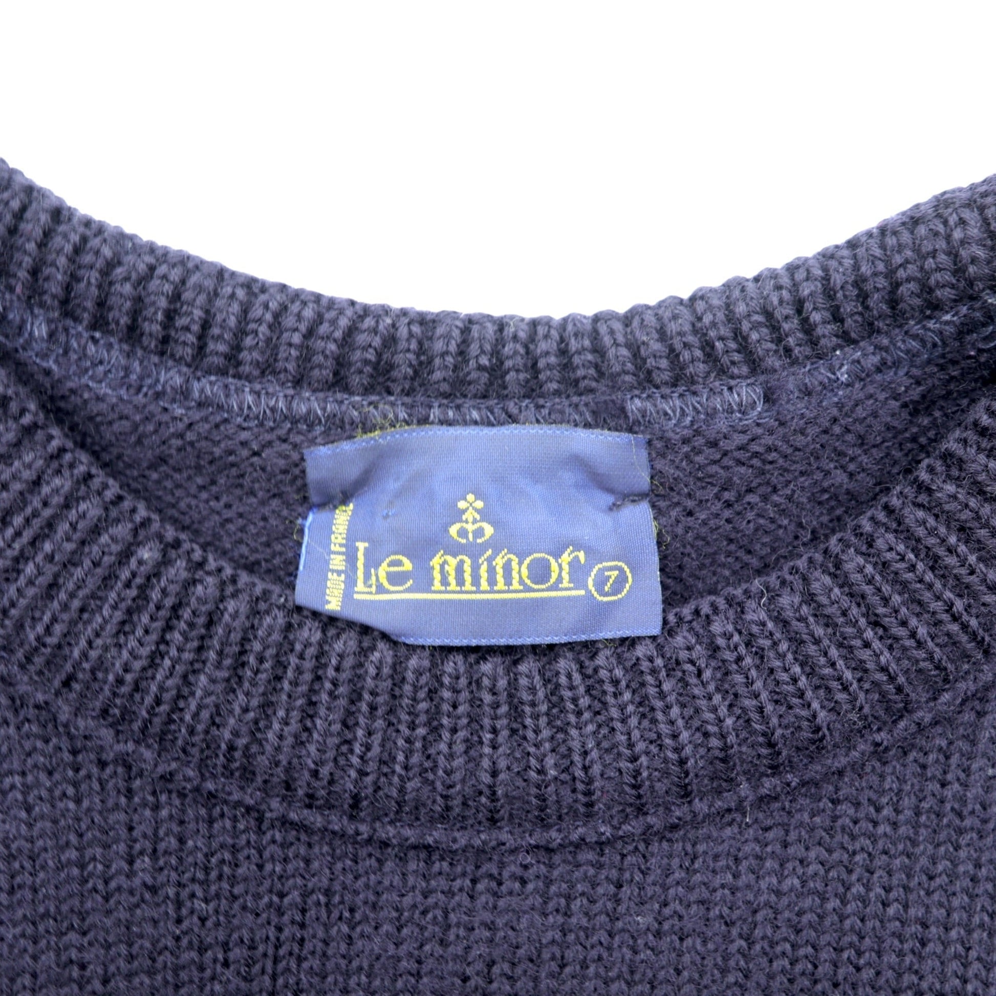 Le minor 90年代 フランス製 ヴィンテージ ニット セーター L ネイビー ケーブル編み