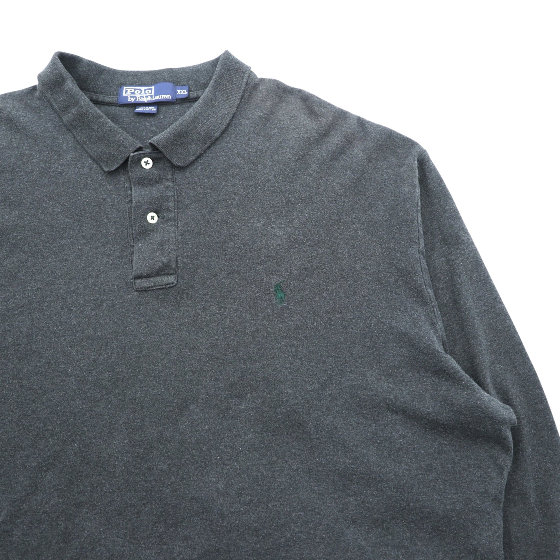 Polo Ralph Lauren 90年代 ポロシャツ ラガーシャツ 2XL グレー ペルー製 スモールポニー刺繍 ビッグサイズ