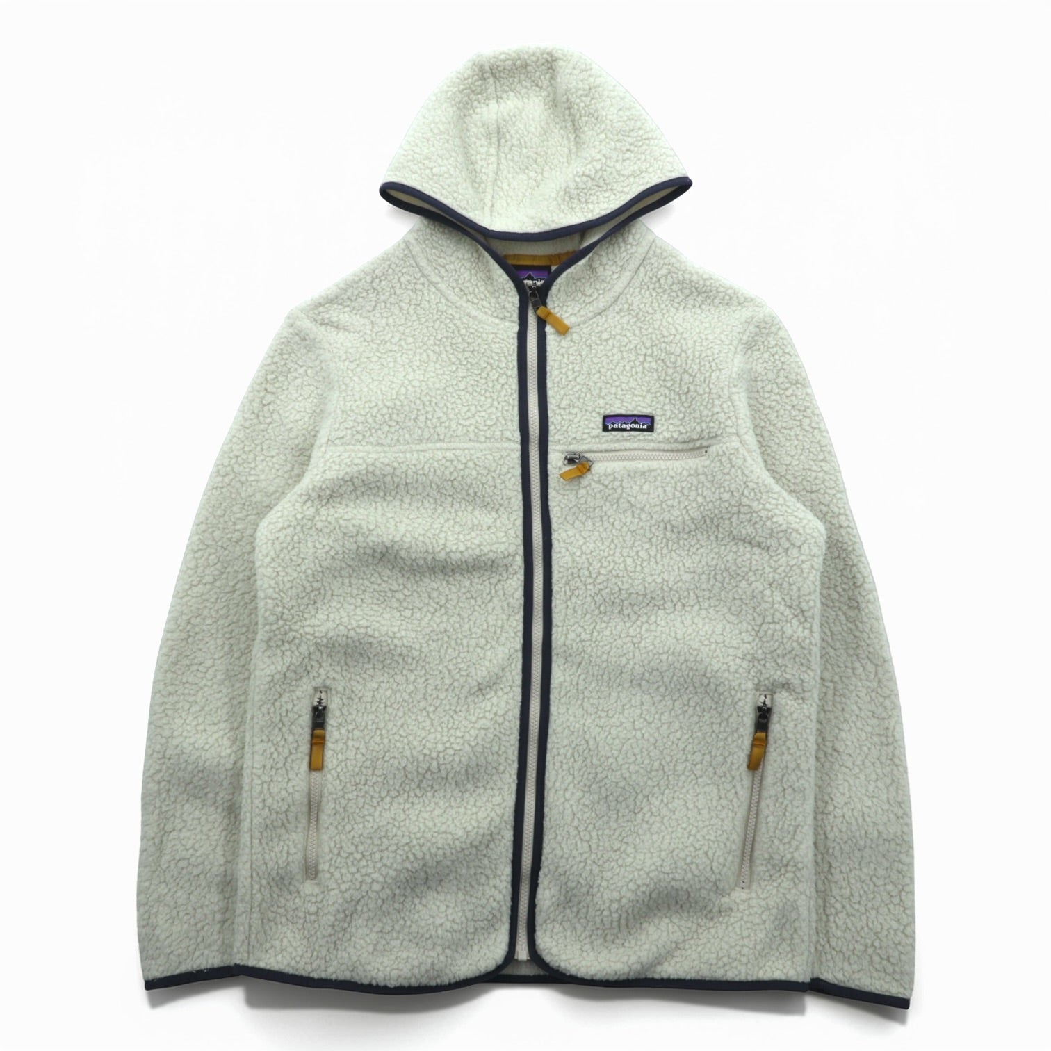 Patagonia レトロ パイル フーディー フリースジャケット L ベージュ ペリカン ジップパーカー 22806