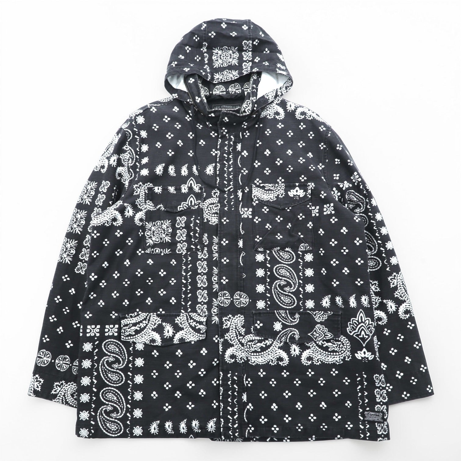 Levi's フィールドコート ミリタリージャケット XL ペイズリー フード収納 KEARNY FIELD COAT BANDANA REMIX A4419-0003