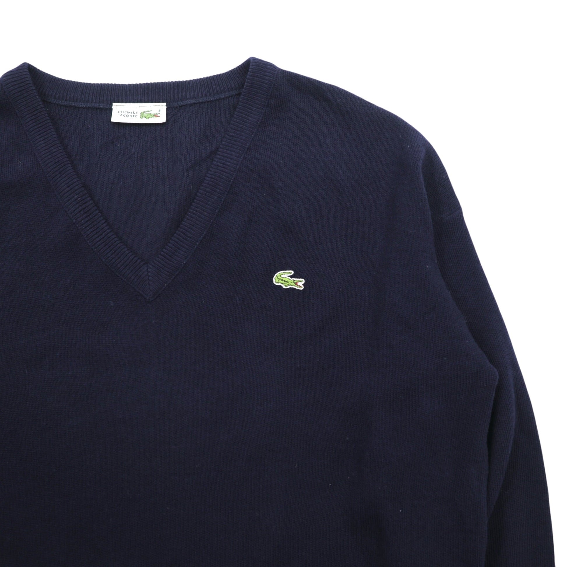CHEMISE LACOSTE 80年代 フランス製 ヴィンテージ Vネック ニット セーター L フレンチラコステ