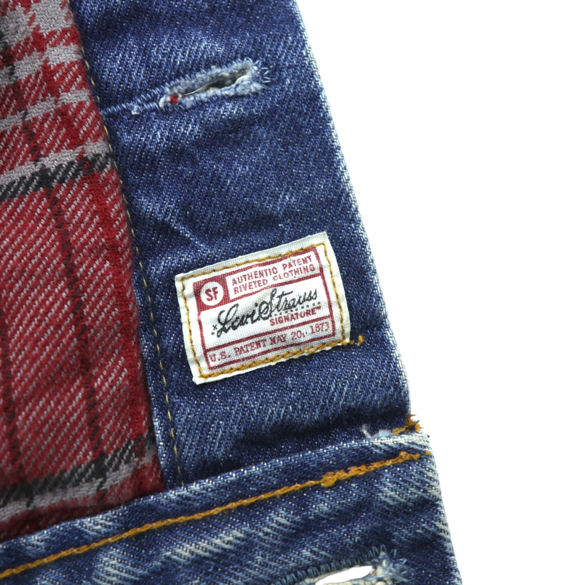 Levi's 00年代 ヴィンテージ デニム トラッカージャケット Gジャン S インディゴ チェック ネルライナー 909014518