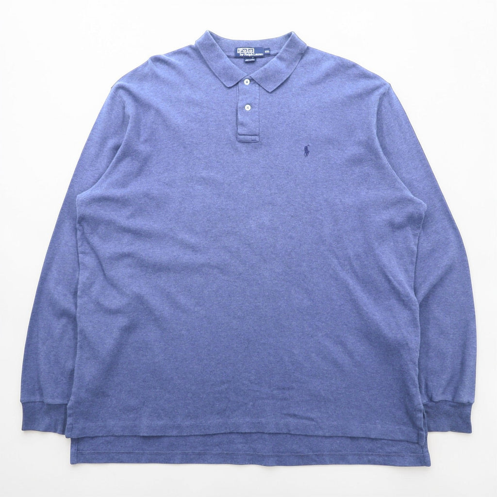 Polo Ralph Lauren 90年代 長袖 ポロシャツ ラガーシャツ 2XL ブルー スモールポニー ロゴ 刺繍 ペルー製