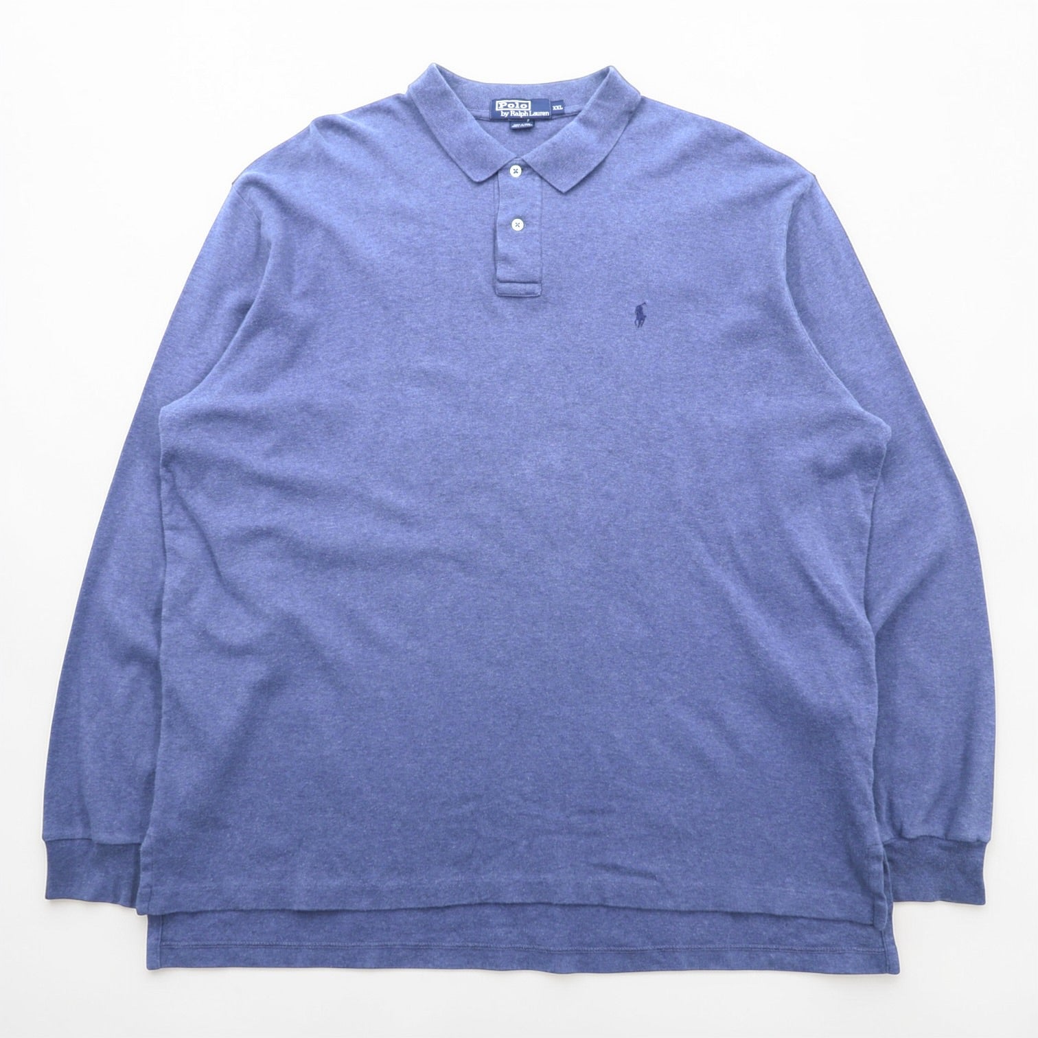 Polo Ralph Lauren 90年代 長袖 ポロシャツ ラガーシャツ 2XL ブルー スモールポニー ロゴ 刺繍 ペルー製