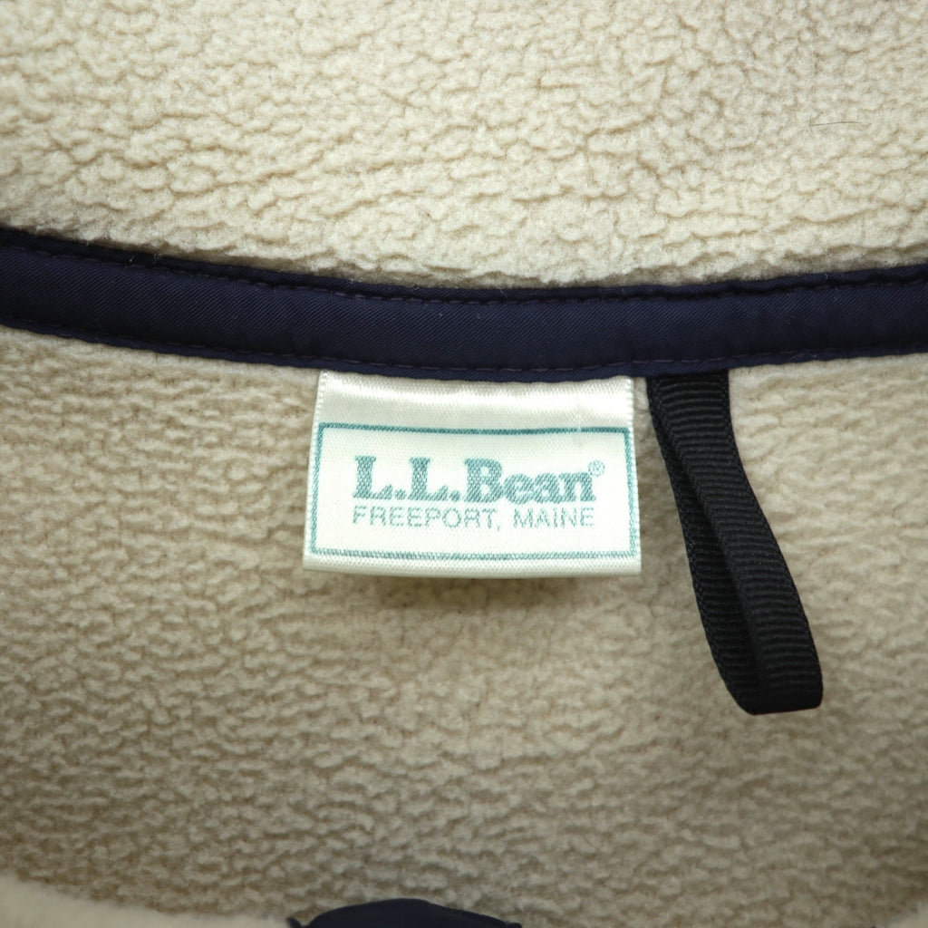 L.L.Bean 80年代 スナップT フリースジャケット XL クリーム プルオーバー 筆記体ロゴ 刺繍 サイドポケット