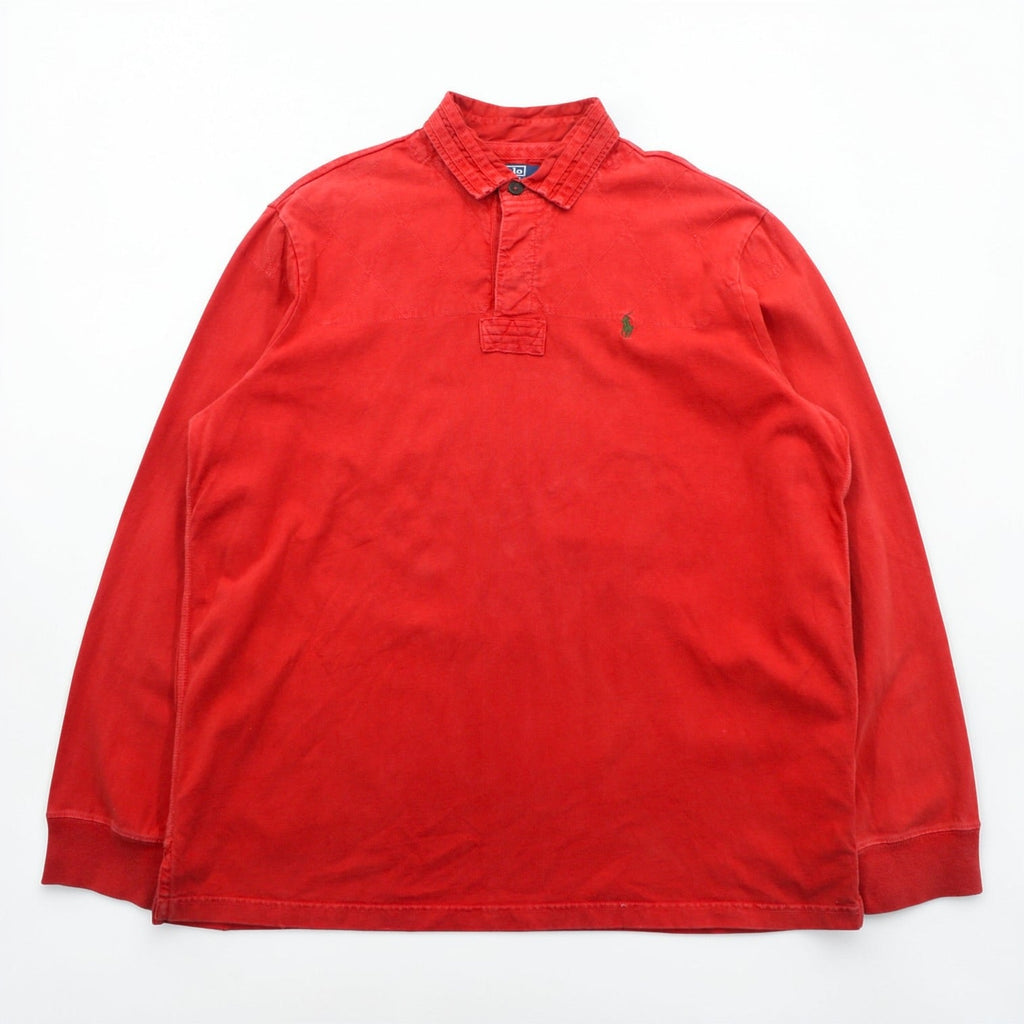 Polo Ralph Lauren 90年代 長袖 ポロシャツ ラガーシャツ XL レッド エルボーパッチ スモールポニー ロゴ 刺繍