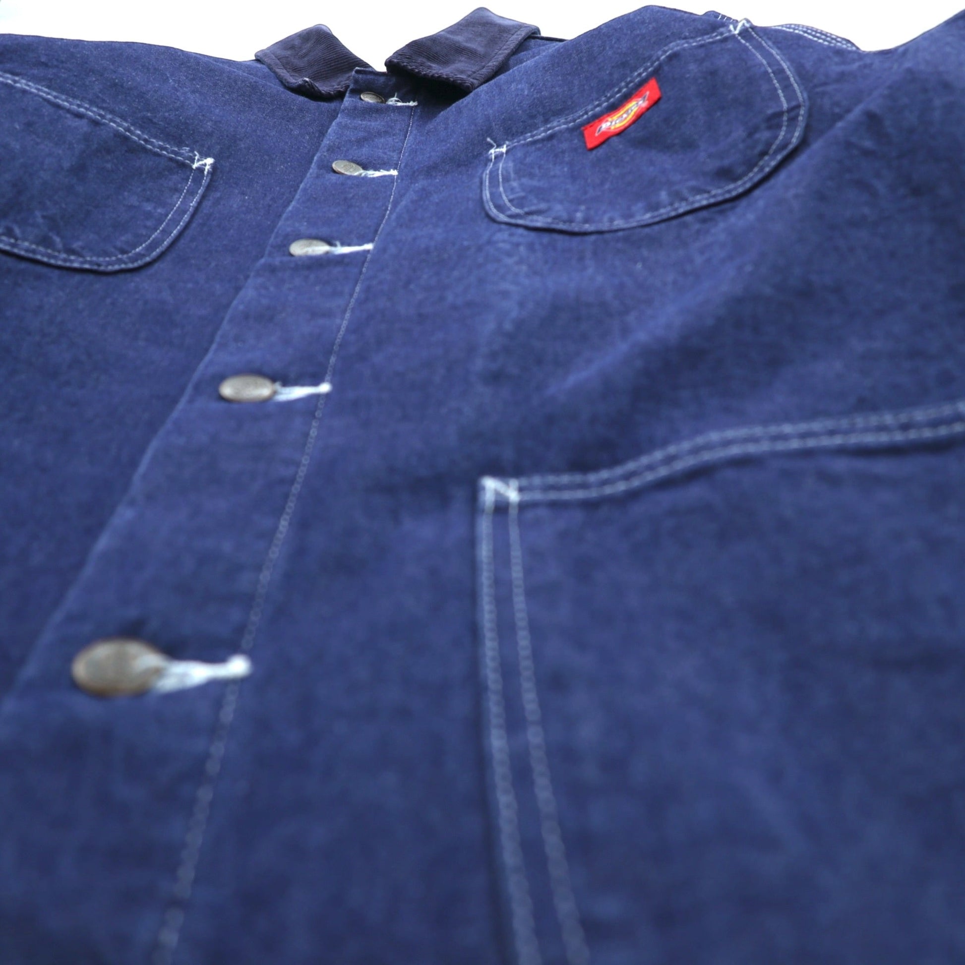 Dickies 90年代 デニム チョアコート カバーオール ワークジャケット L インディゴ 襟コーデュロイ 裏地ブランケット 3494NB