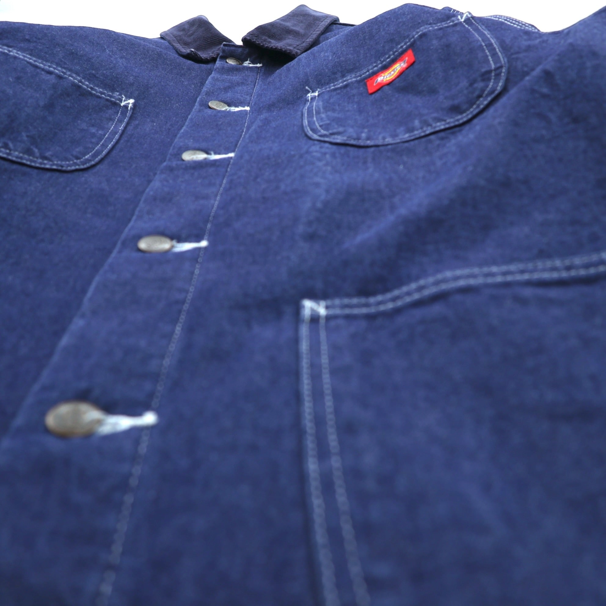 Dickies 90年代 デニム チョアコート カバーオール ワークジャケット L インディゴ 襟コーデュロイ 裏地ブランケット 3494NB