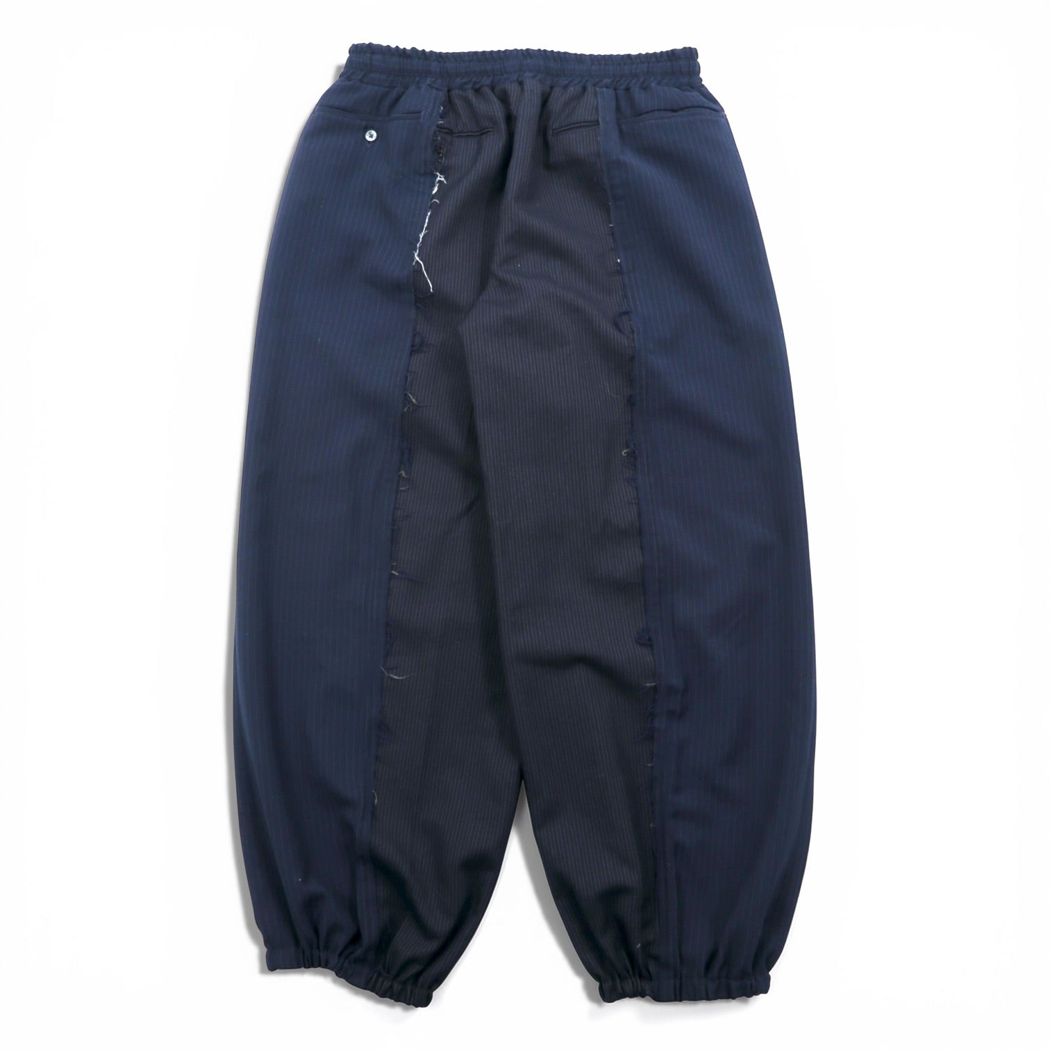 OLD PARK バギー ジョガー スラックス BAGGY JOGGER SLACKS リメイク ワイドパンツ L ネイビー ストライプ  再構築 M A ASSORT 日本製