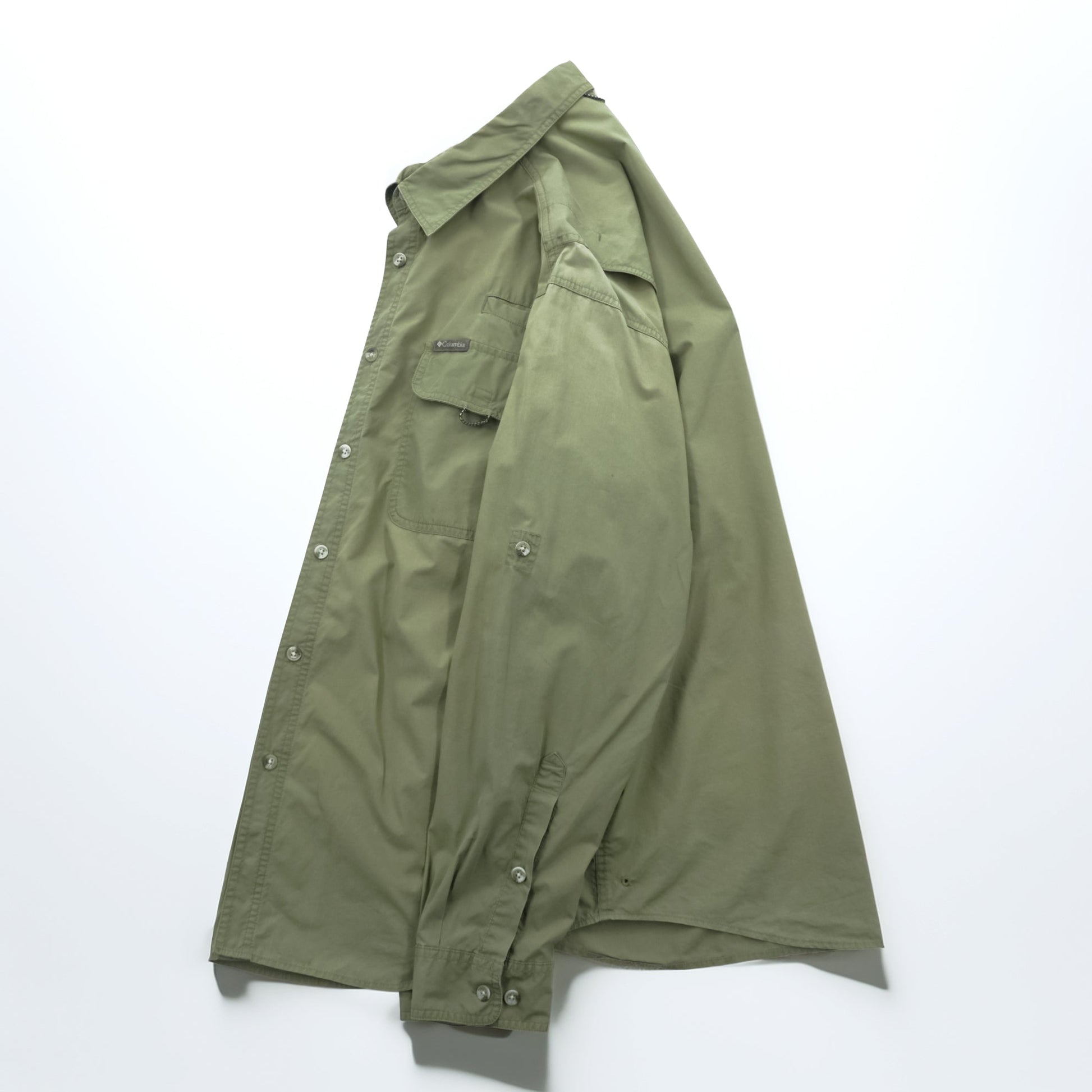 Columbia アウトドア 長袖 シャツ L カーキ フィッシング メッシュ ベンチレーション AM7617