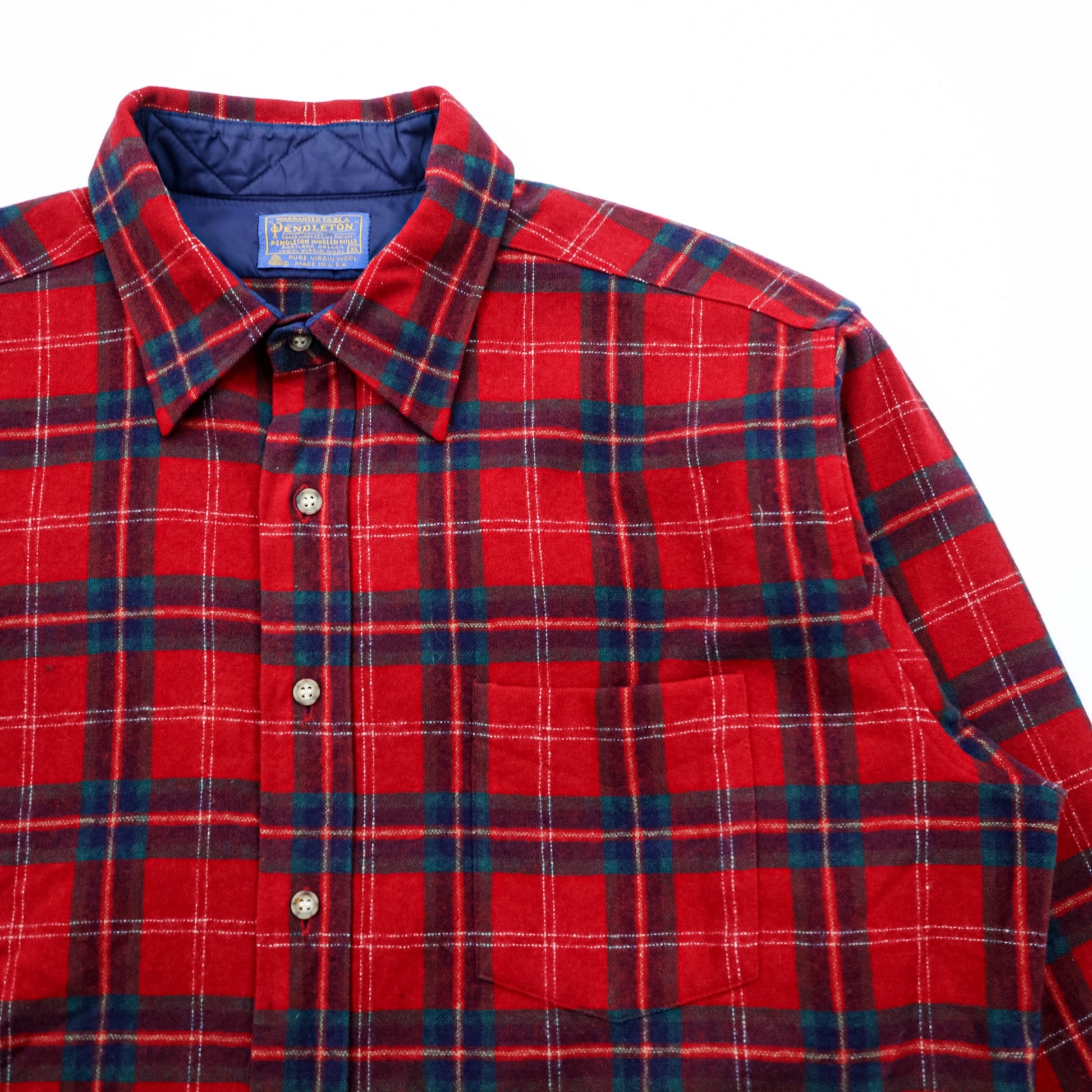 PENDLETON 70年代 USA製 ヴィンテージ ウール フランネルシャツ XL チェック 胸ポケット