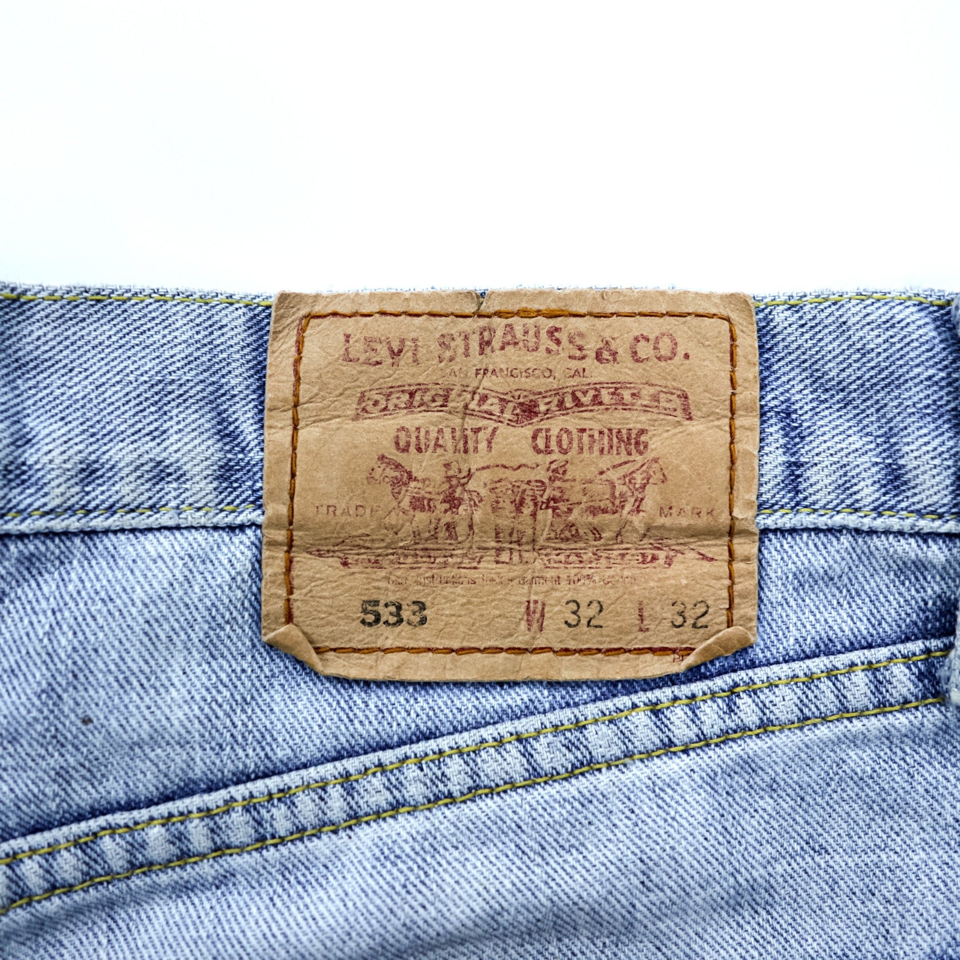 Levi's 533 ダメージ加工 クラッシュ デニムパンツ ジーンズ M インディゴ ボタン裏359 廃番 極東 フィリピン製