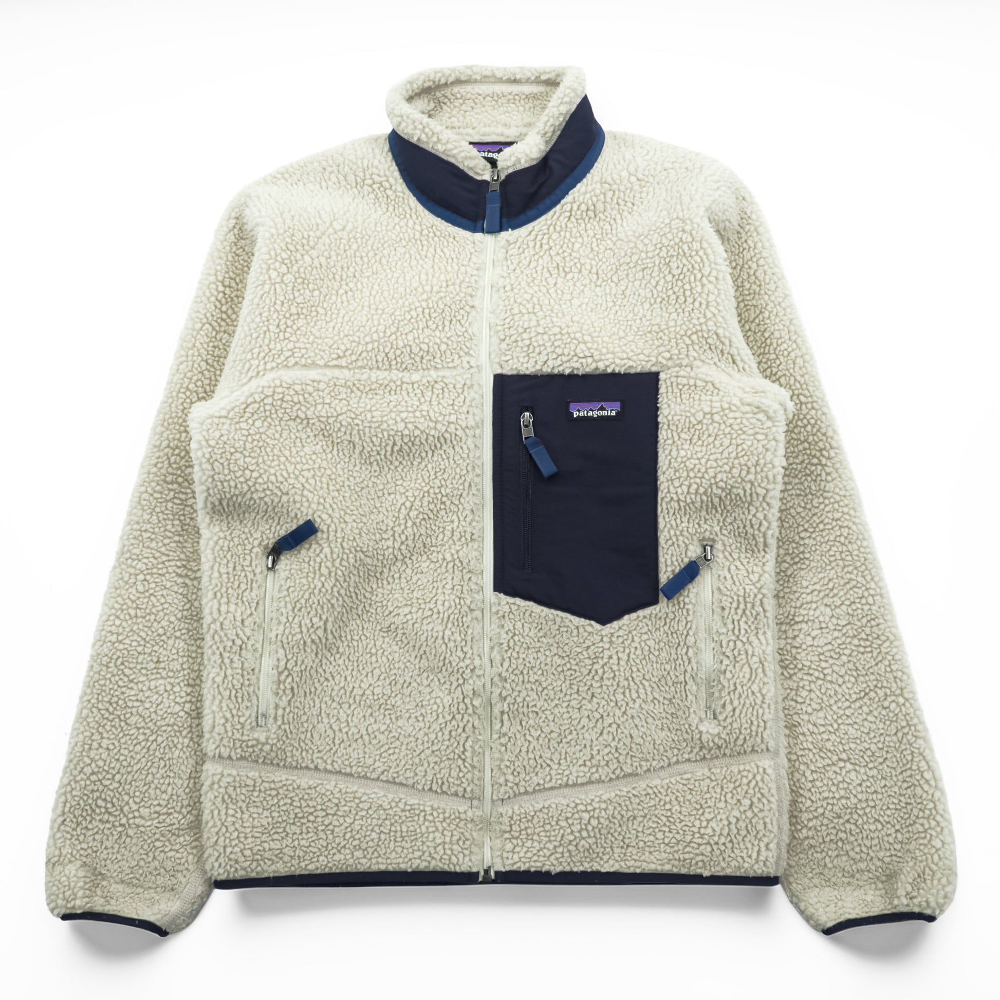 Patagonia クラシック レトロ X Classic Retro-X Fleece フリースジャケット S ナチュラル ネイビー スタンドカラー STY23056 FA17