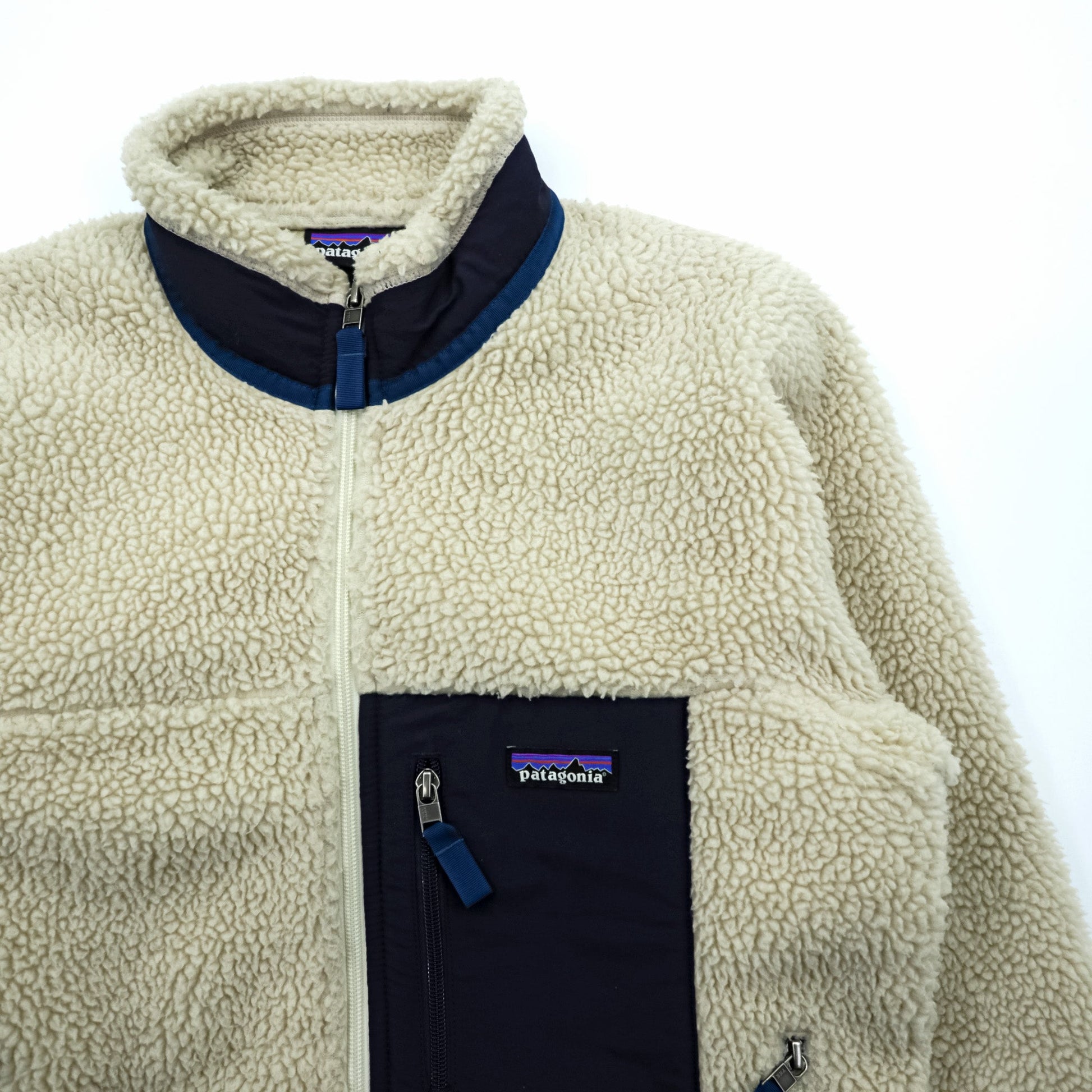 Patagonia クラシック レトロ X Classic Retro-X Fleece フリースジャケット S ナチュラル ネイビー スタンドカラー STY23056 FA17